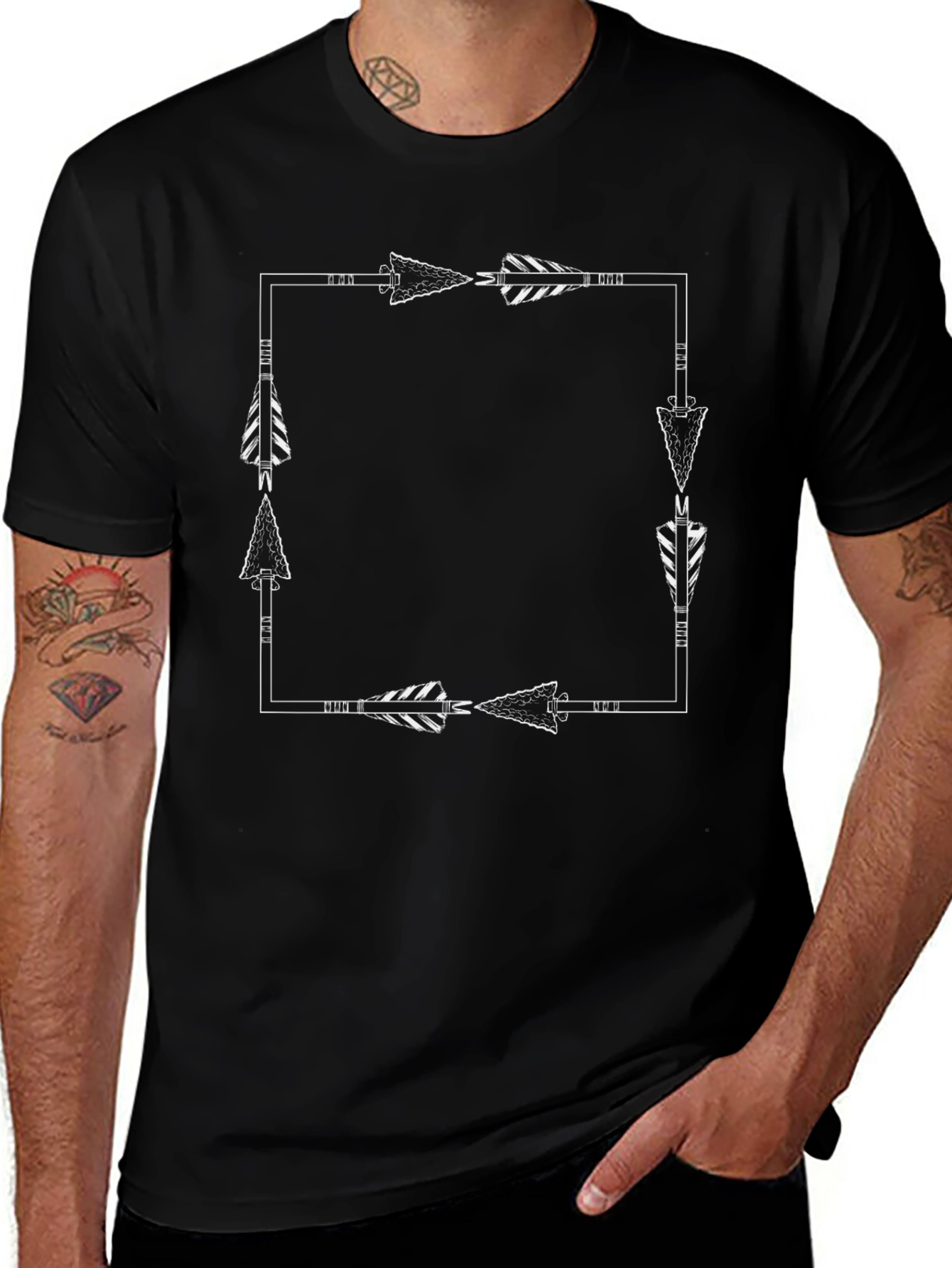 Arrow Frame Graphic Tee - Black Casual Shirt