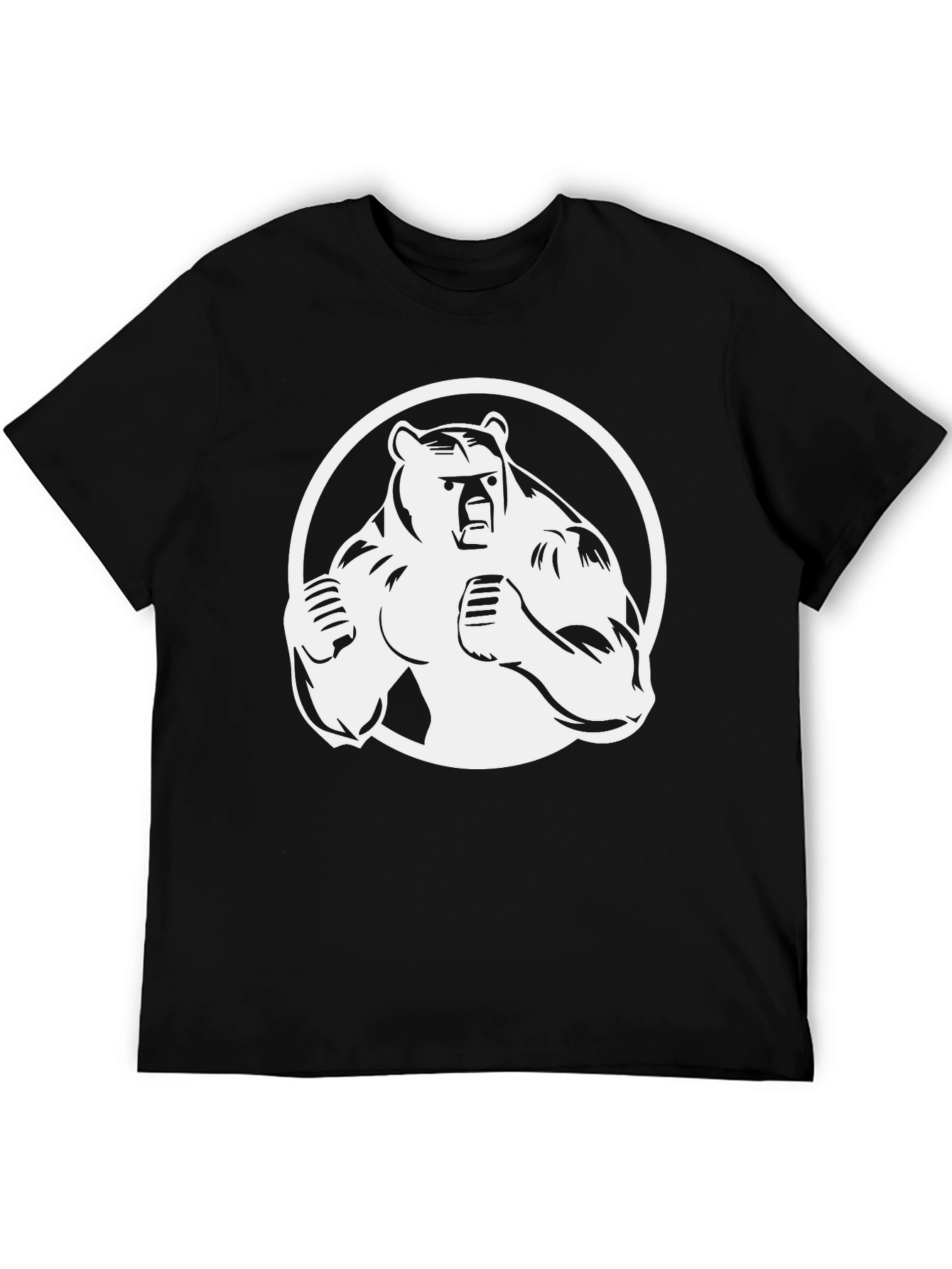 Bear Graphic Print T-Shirt - Black Cotton Tee
