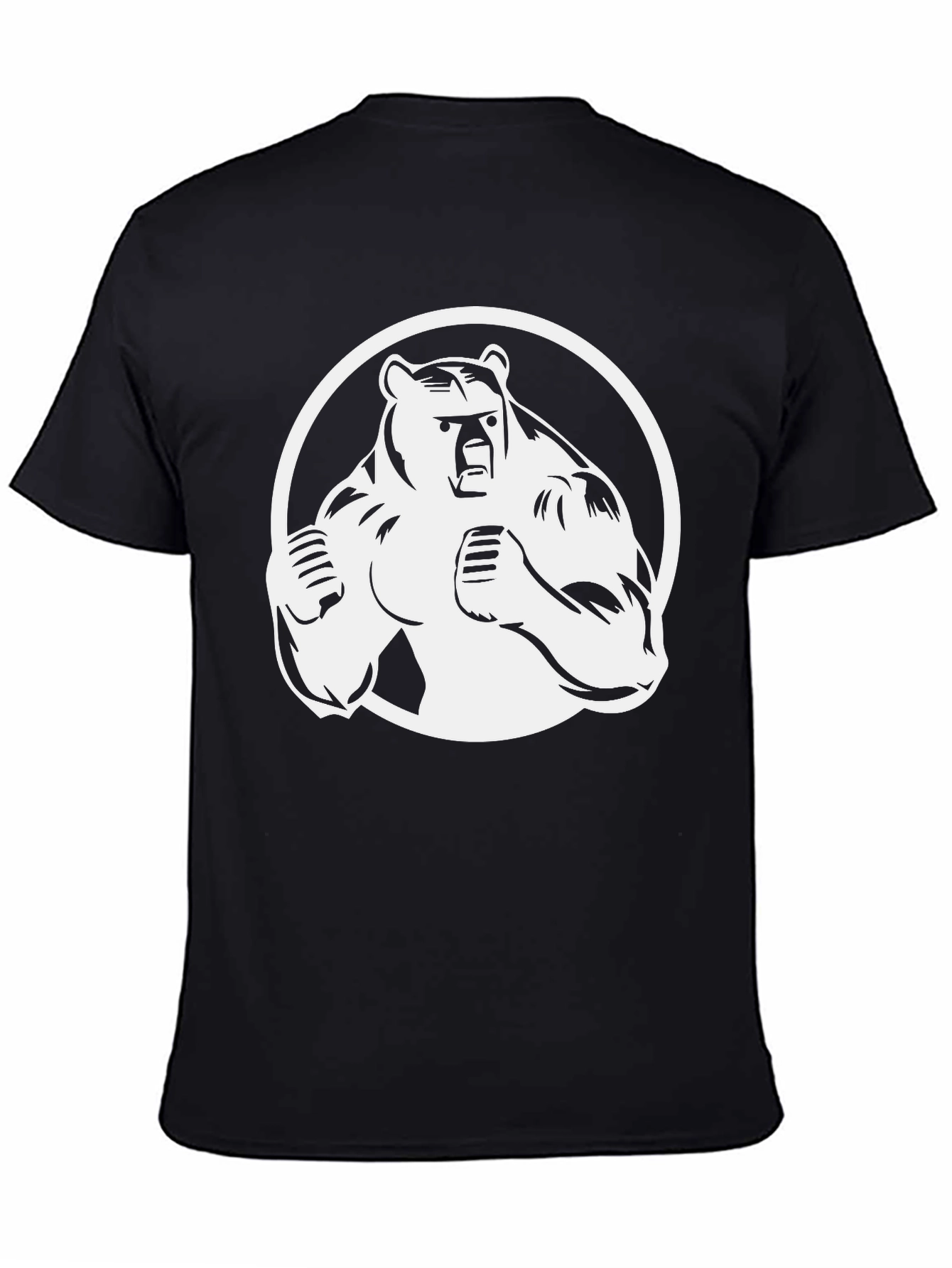 Bear Graphic Print T-Shirt - Black Cotton Tee