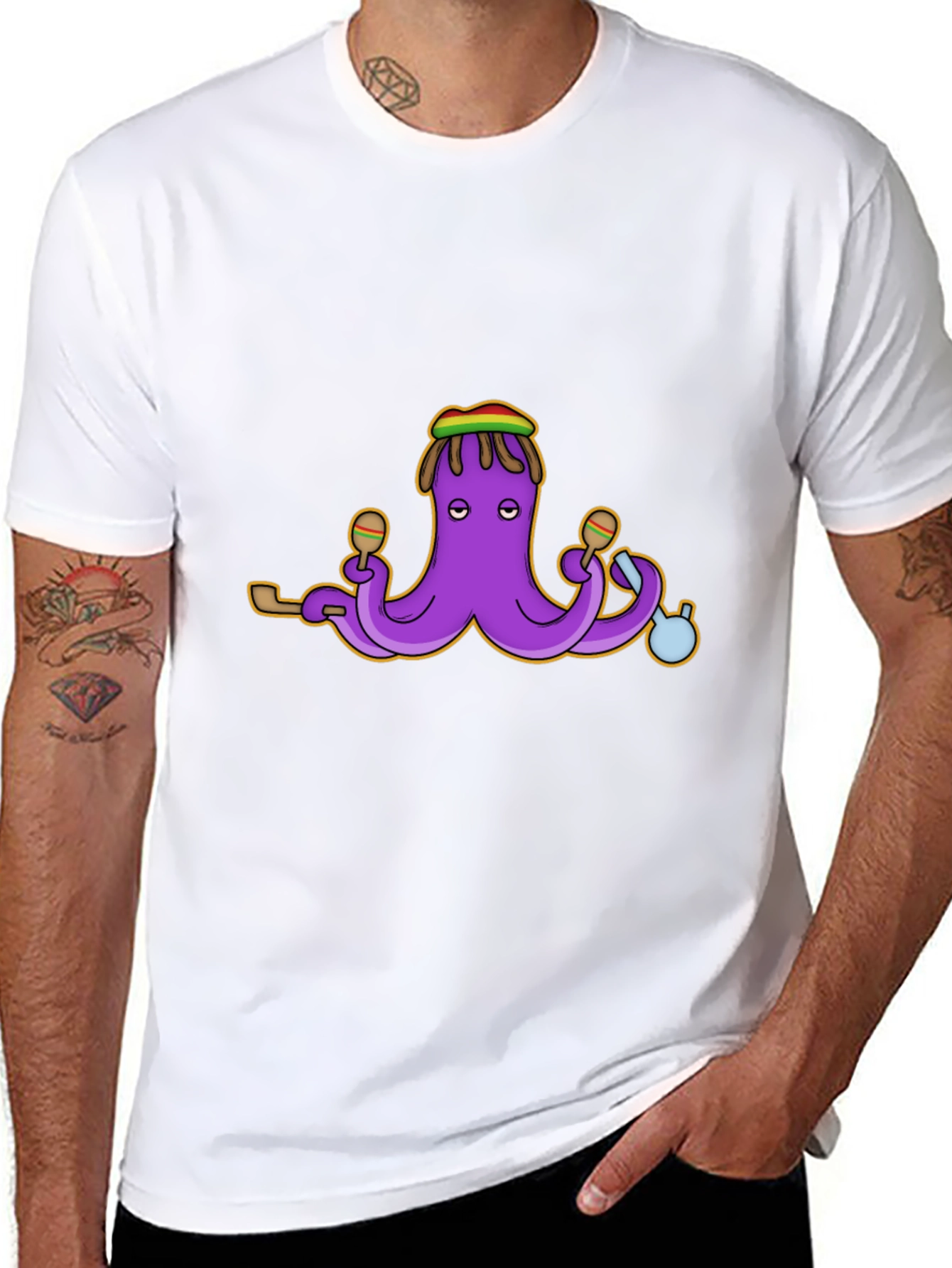Rasta Octopus Graphic Tee - Black