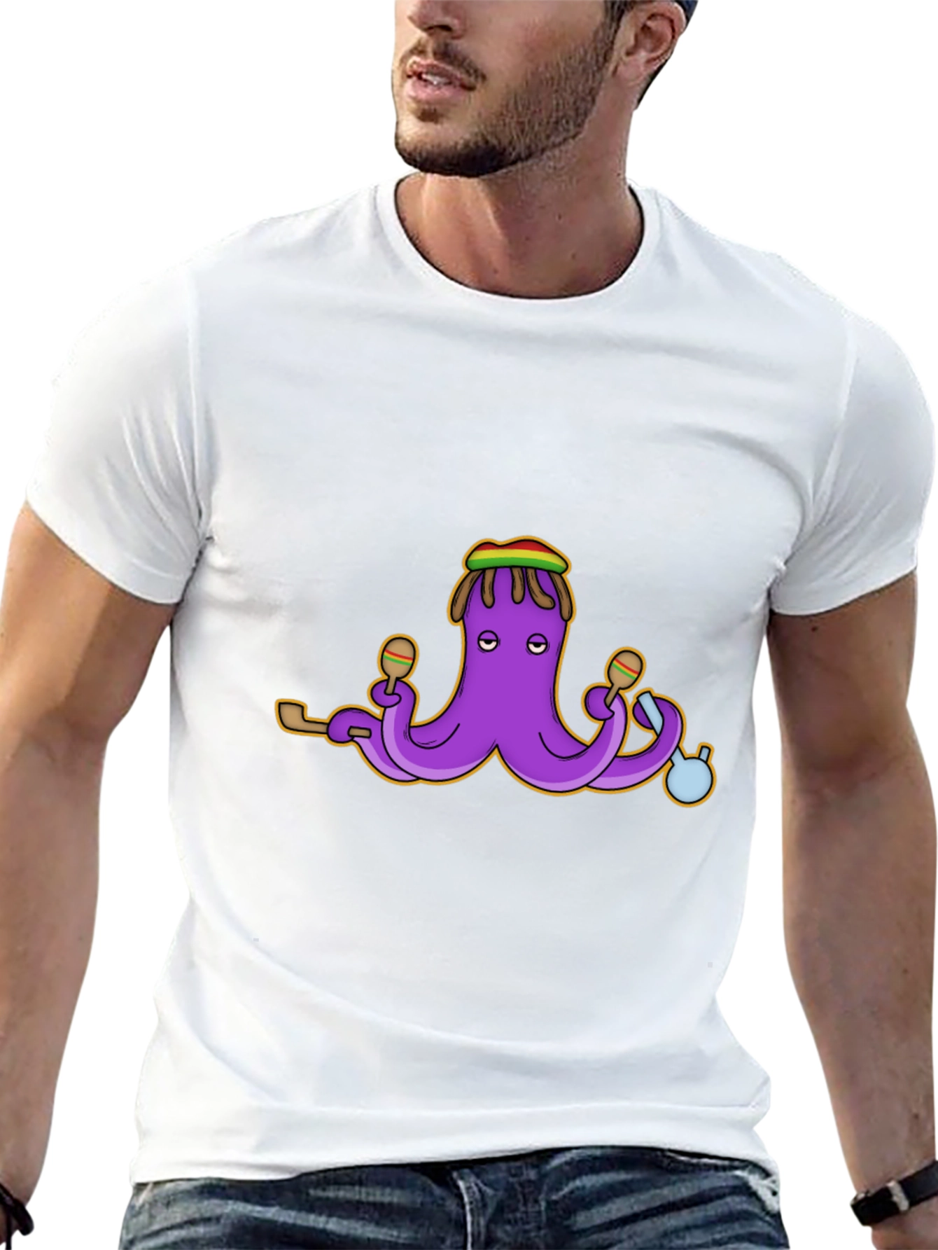 Rasta Octopus Graphic Tee - Black