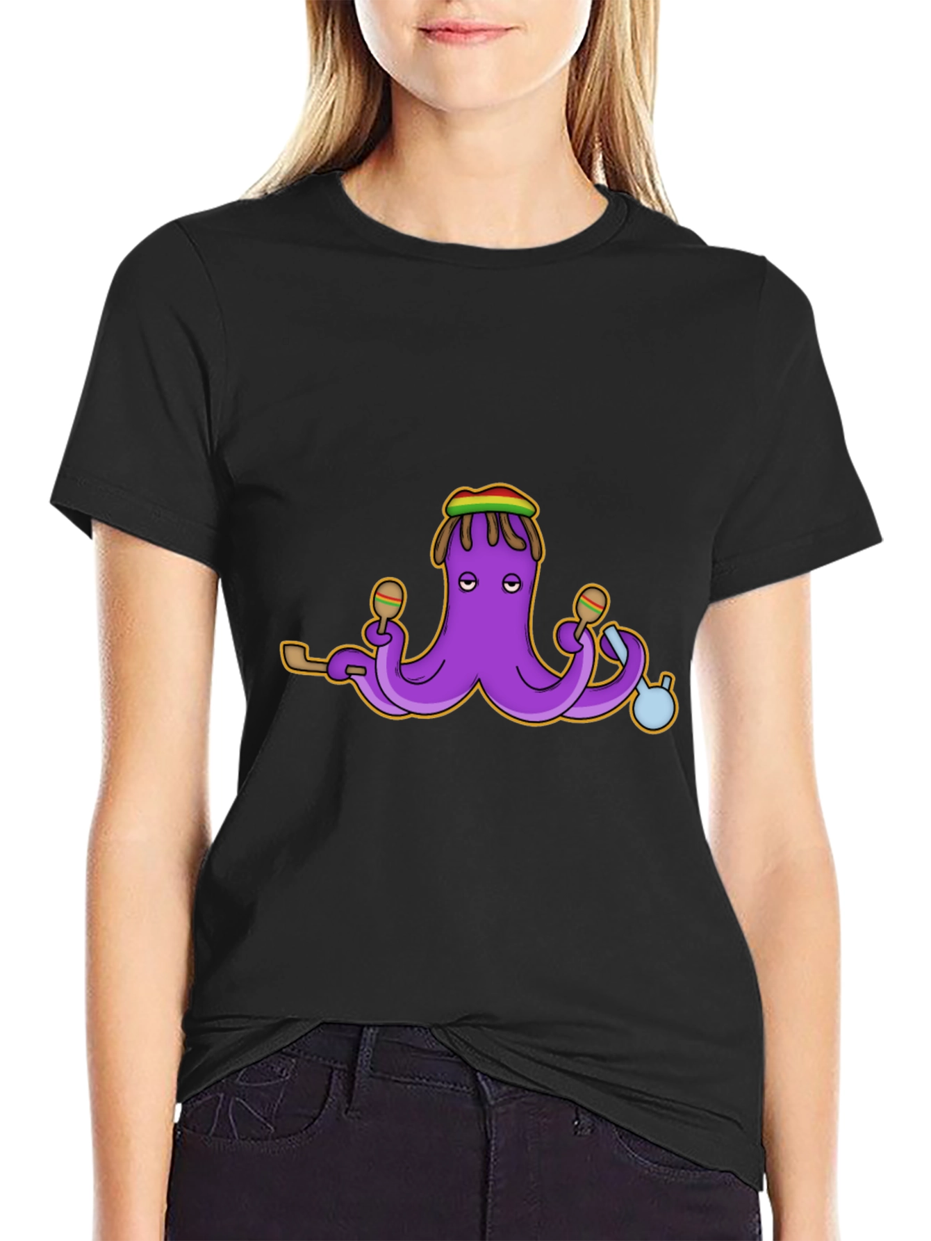 Rasta Octopus Graphic Tee - Black