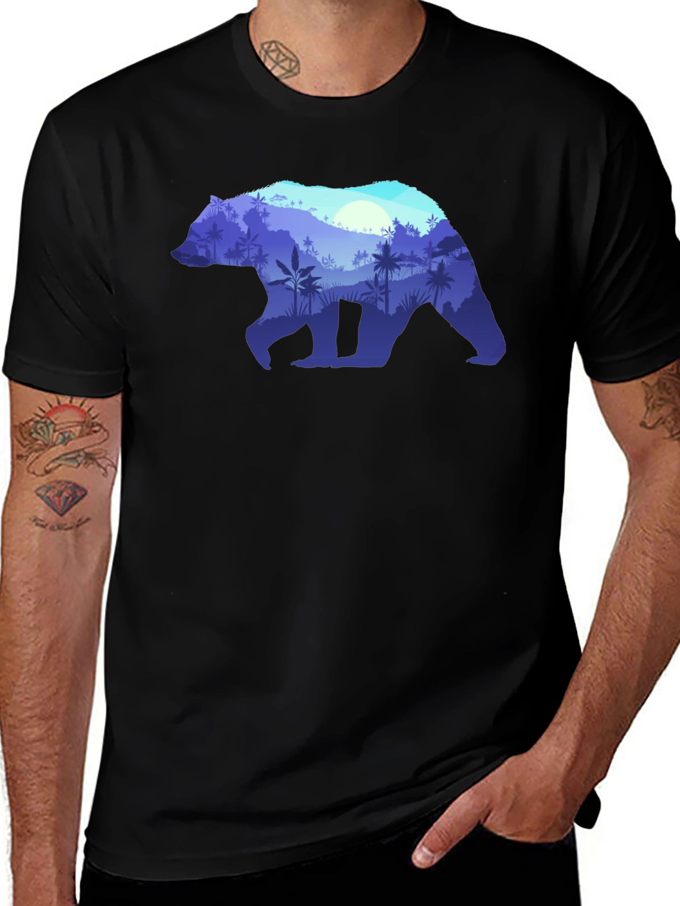 Bear Silhouette Nature Graphic Tee