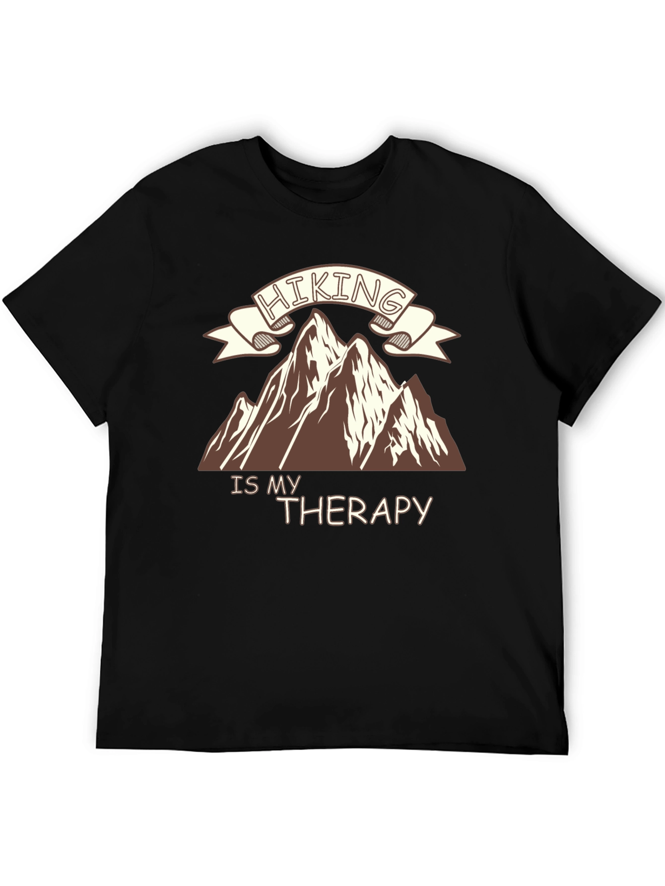 Hiking is My Therapy Graphic Tee - Black