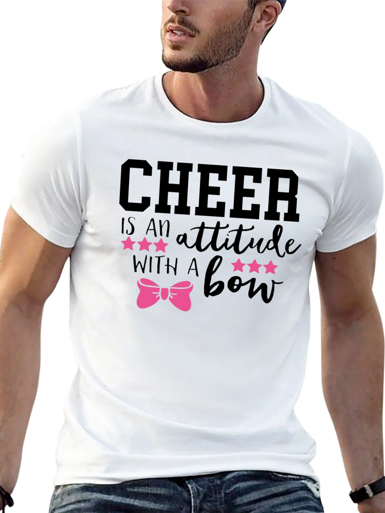 Cheer Attitude Bow Graphic T-Shirt