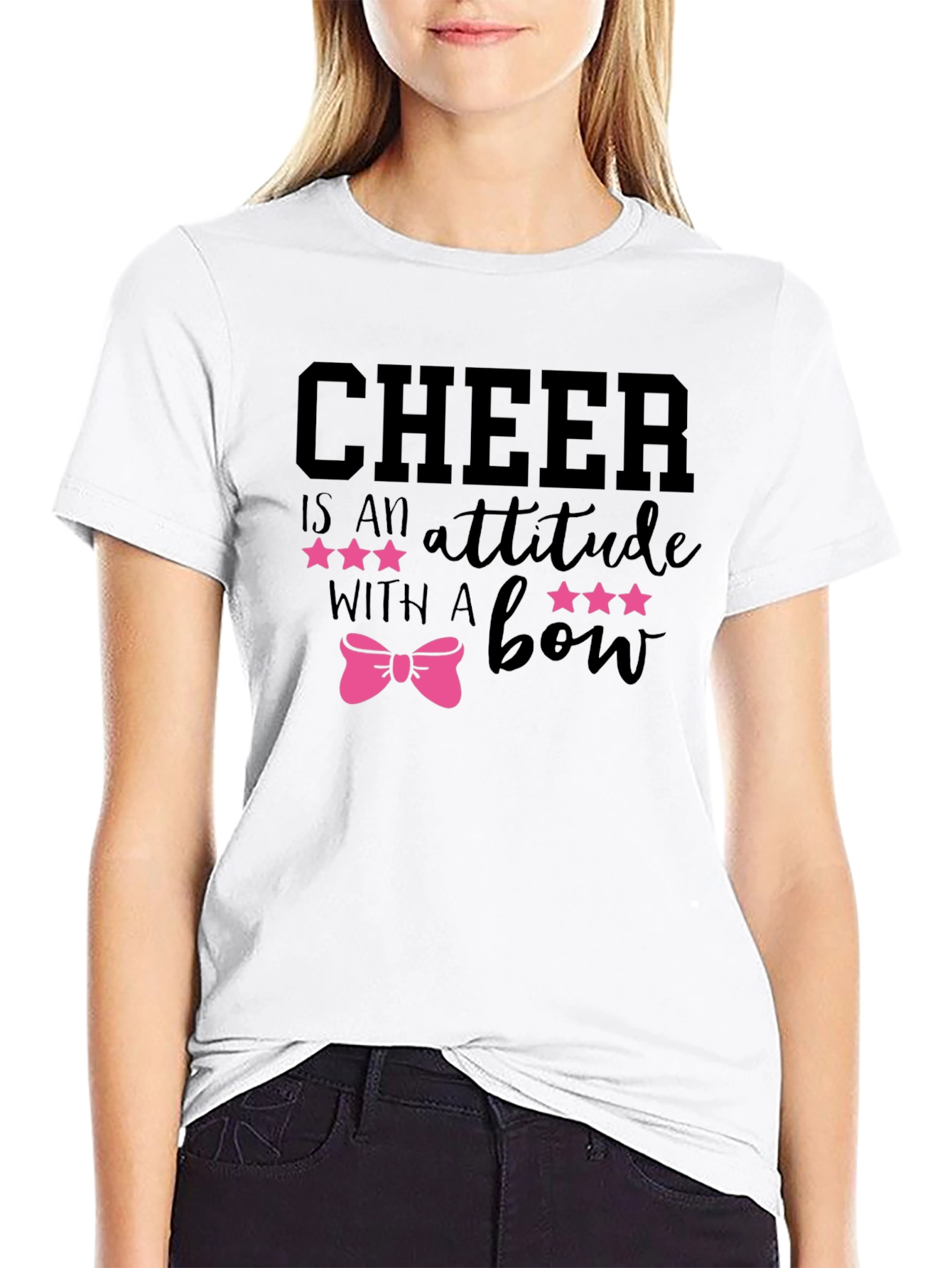 Cheer Attitude Bow Graphic T-Shirt