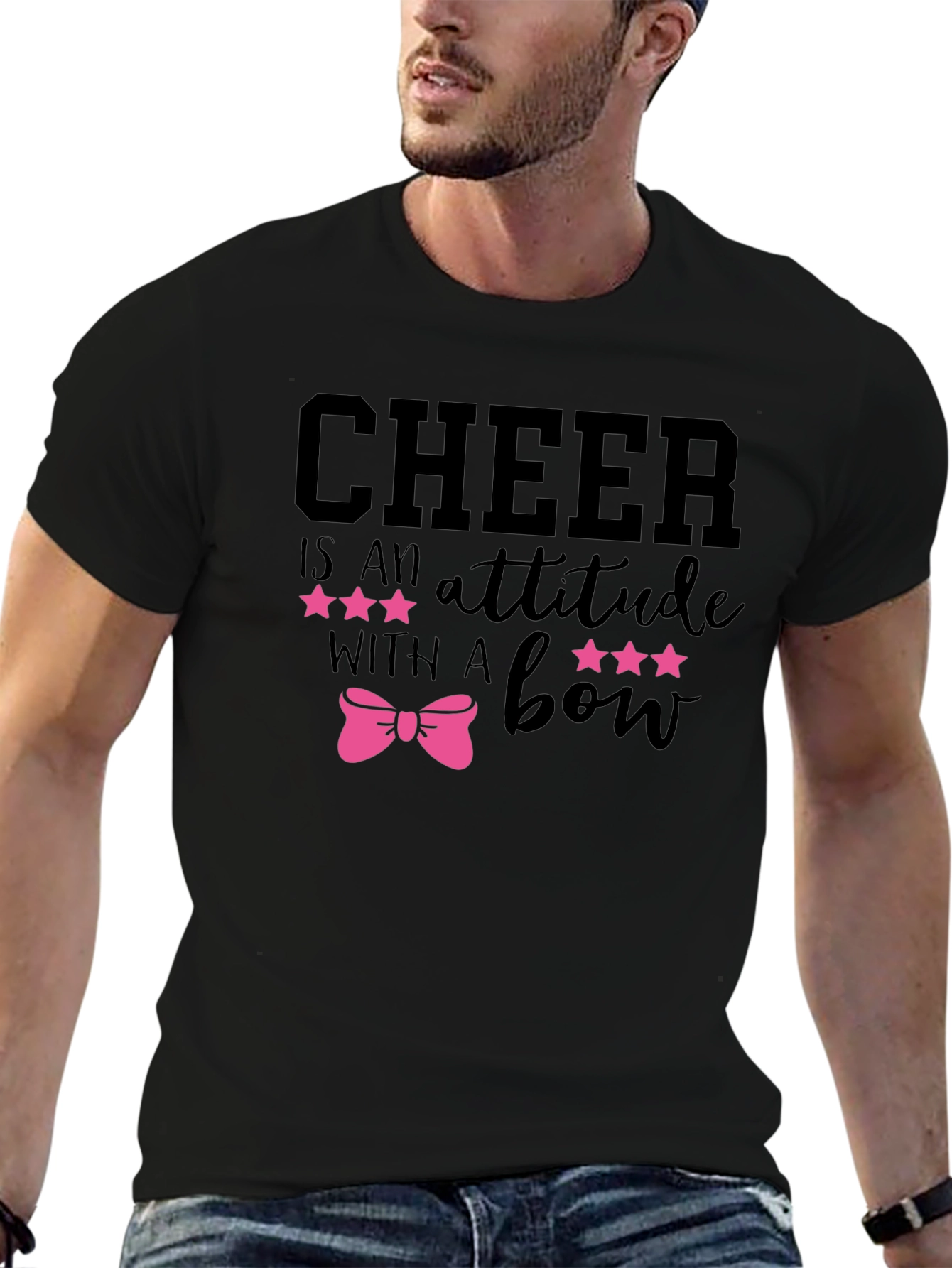 Cheer Attitude Bow Graphic T-Shirt