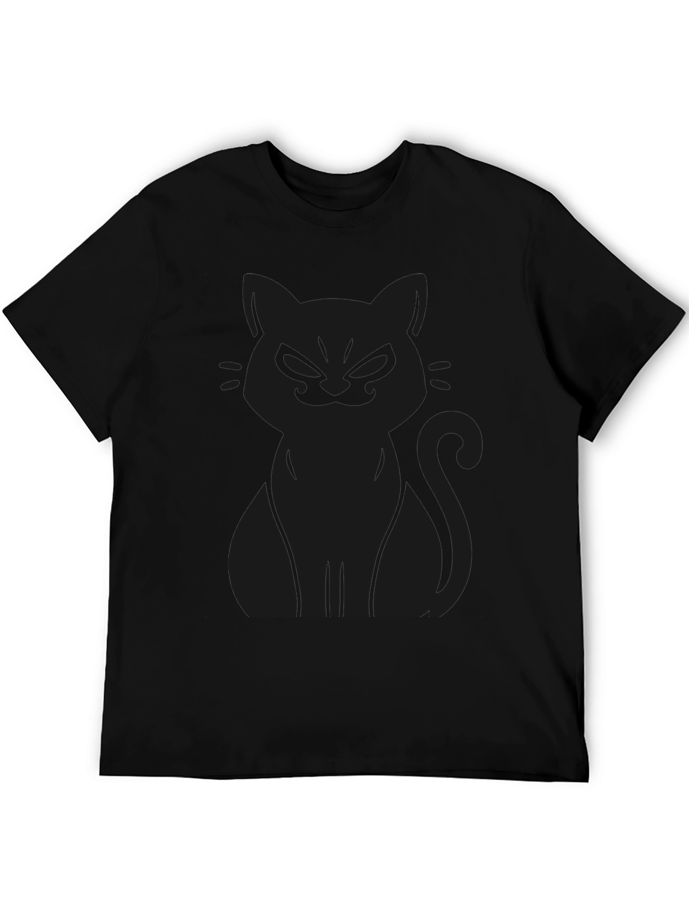 Mens Black Cat Graphic Tee - Soft Cotton Blend