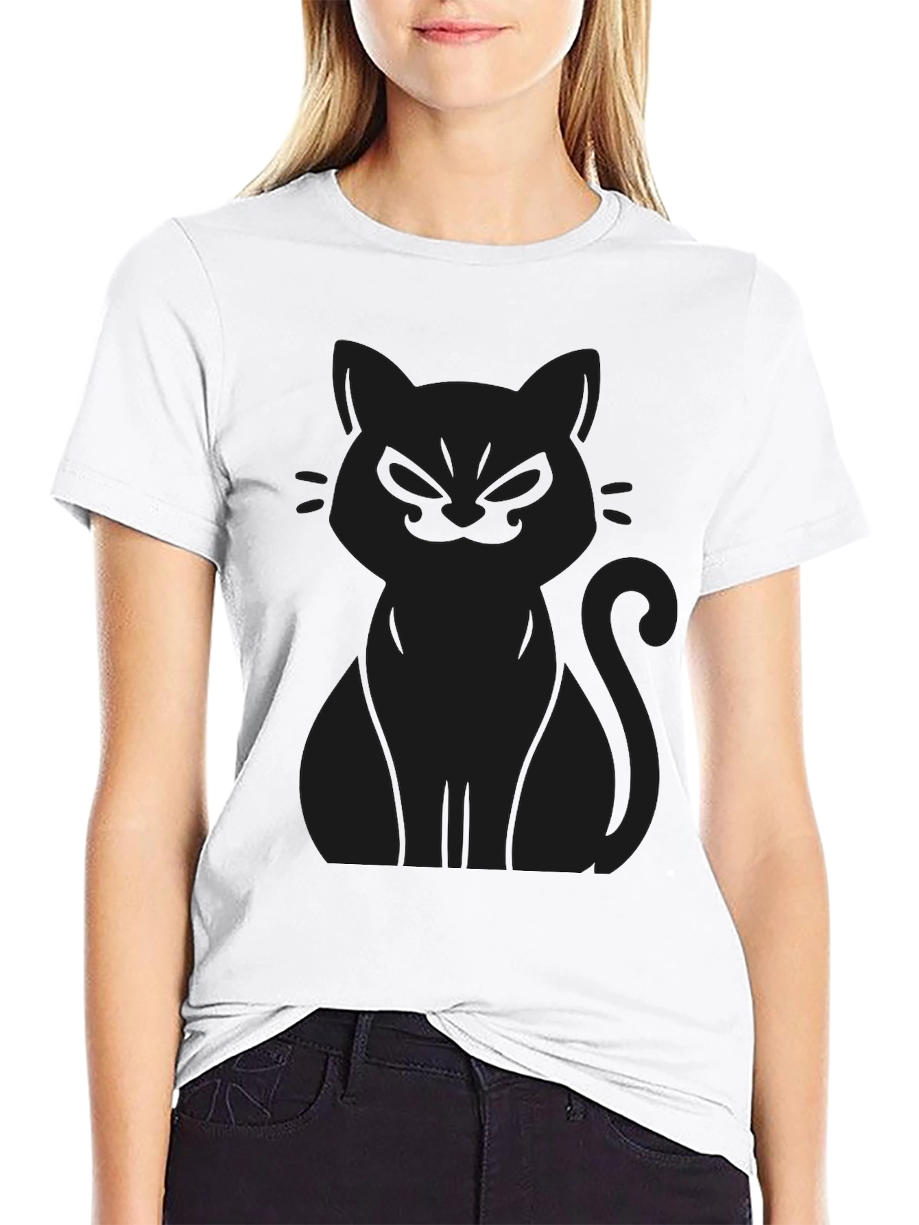 Mens Black Cat Graphic Tee - Soft Cotton Blend