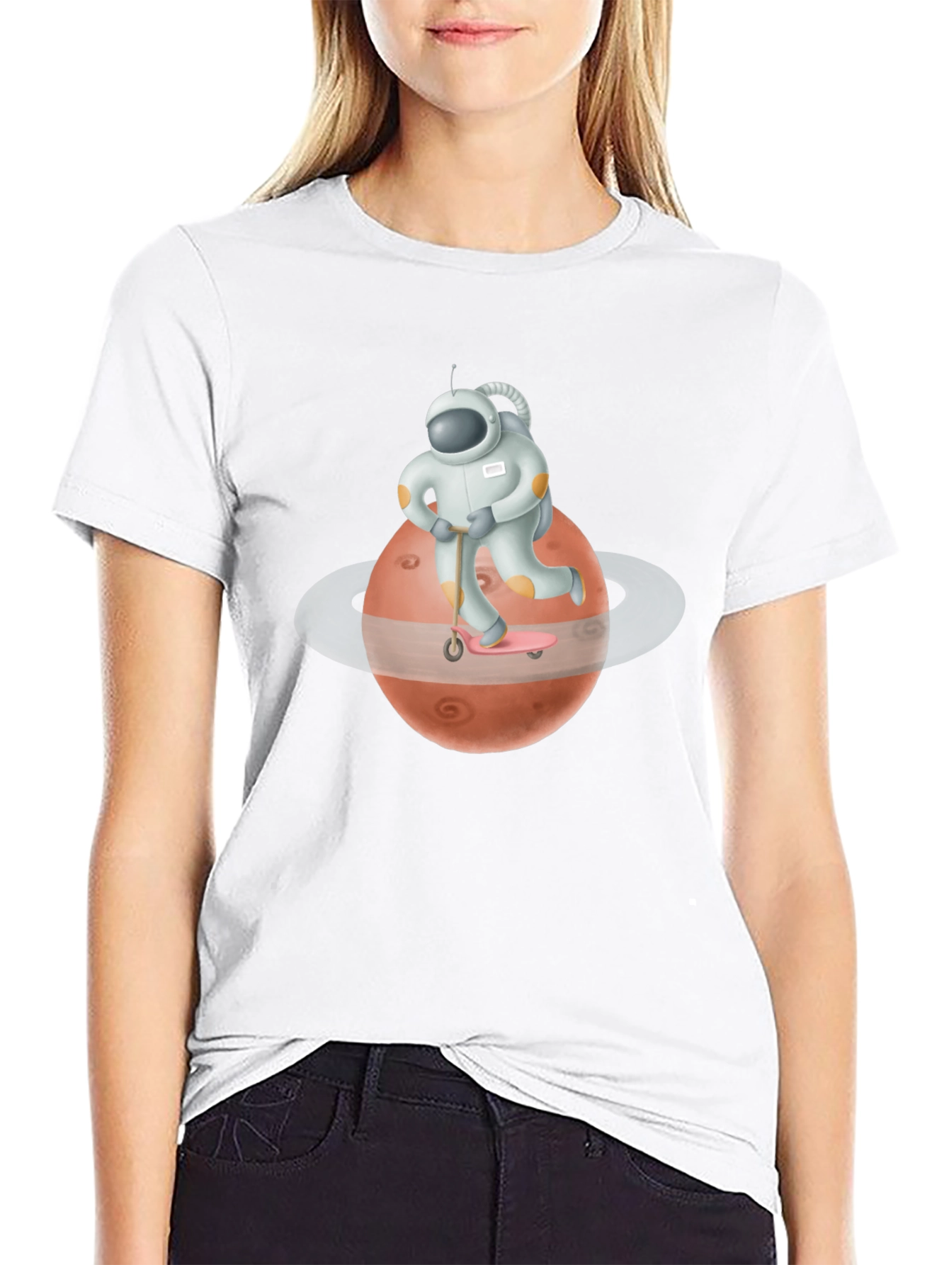 Astronaut Mars Scooter Black T-Shirt