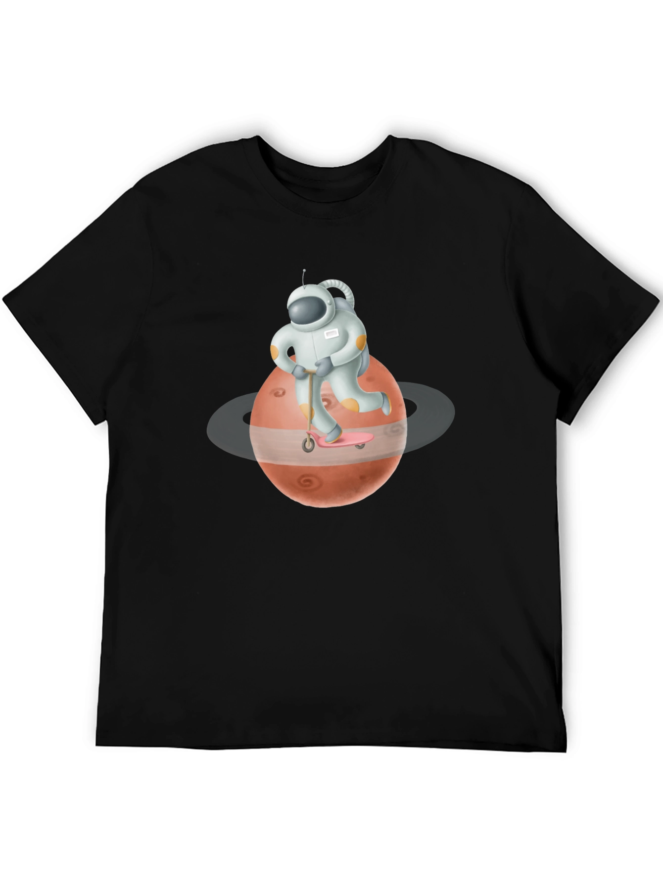 Astronaut Mars Scooter Black T-Shirt