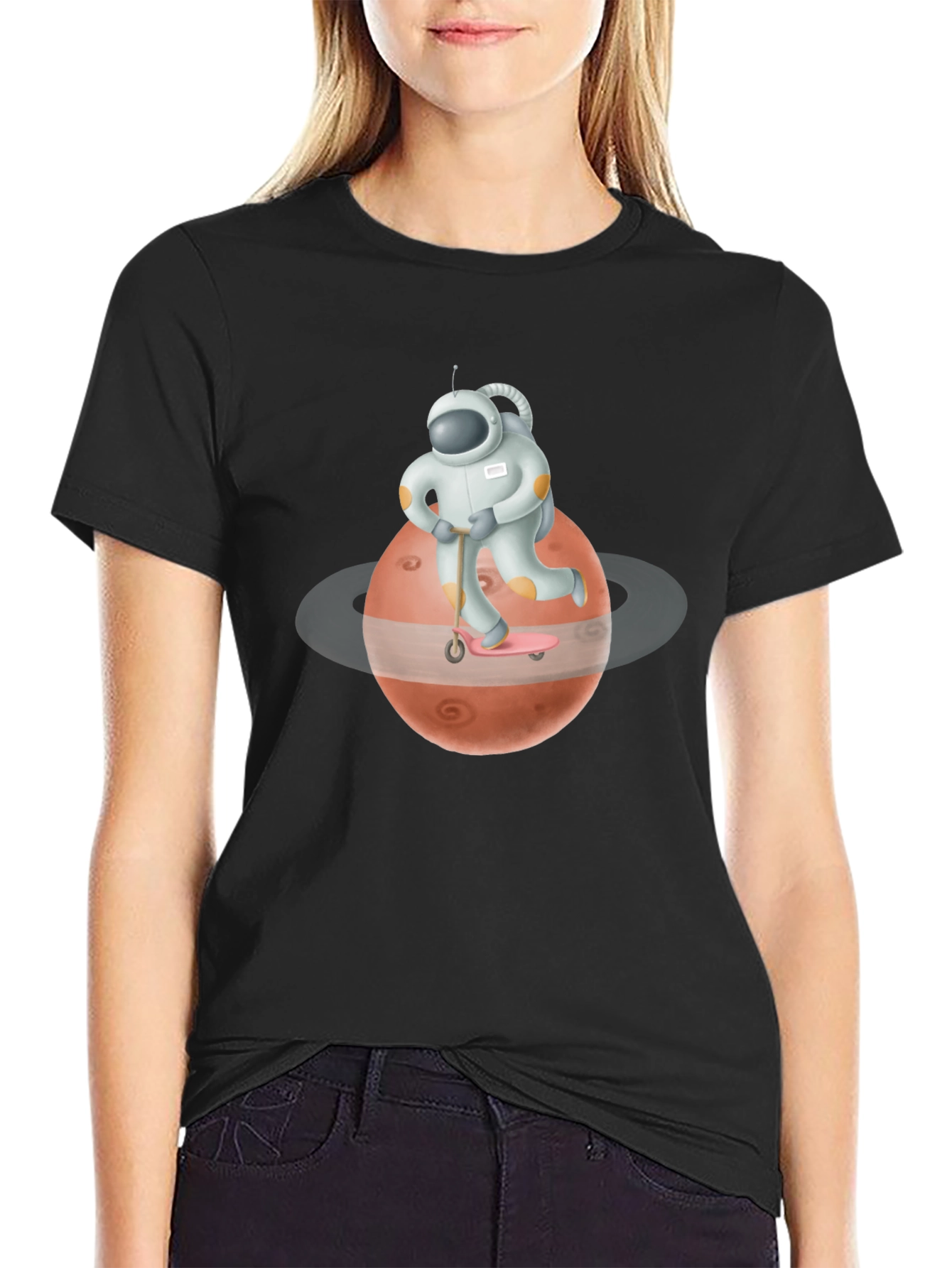 Astronaut Mars Scooter Black T-Shirt