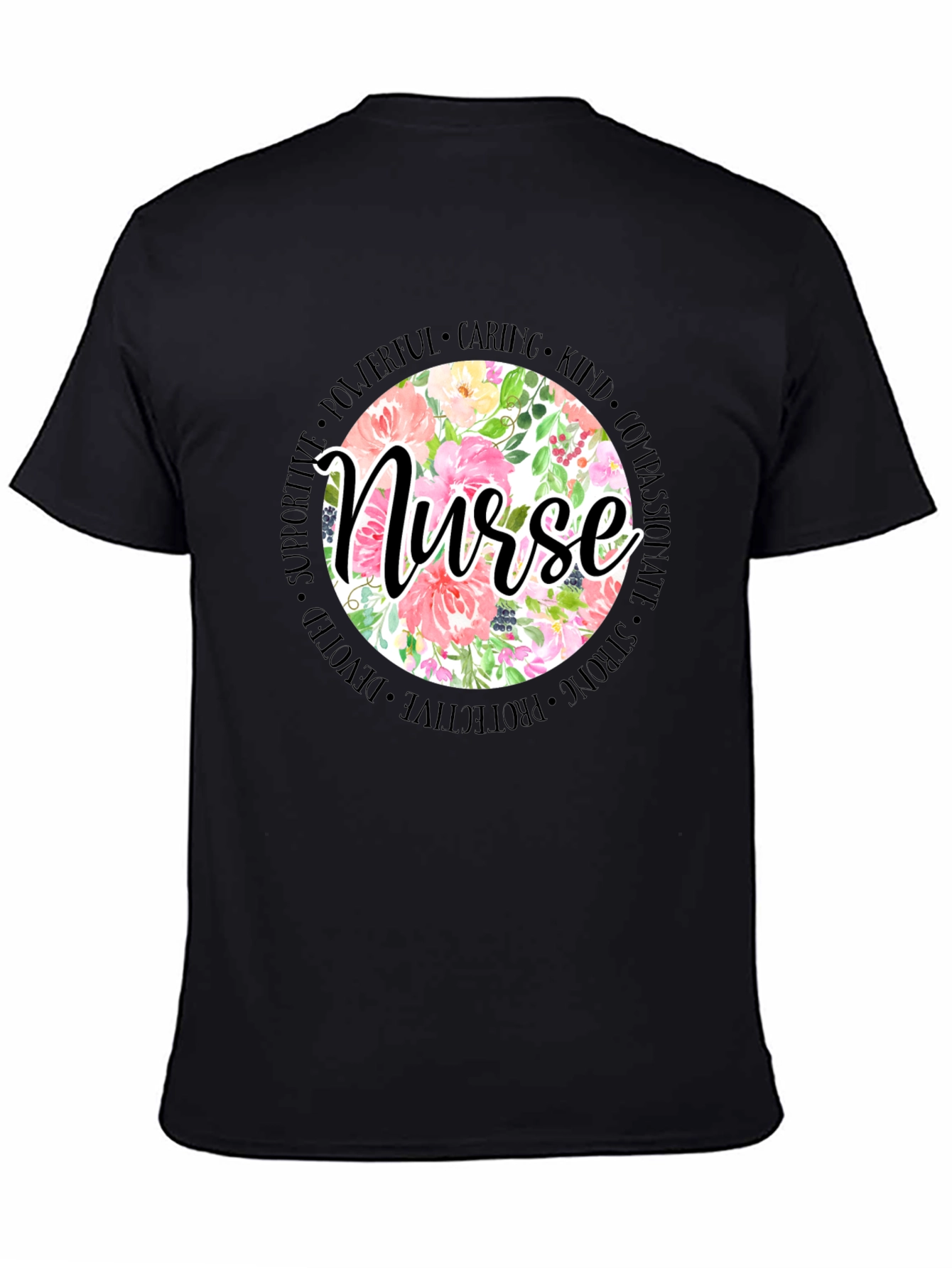 Floral Nurse T-Shirt - Caring Kind Compassionate Tee
