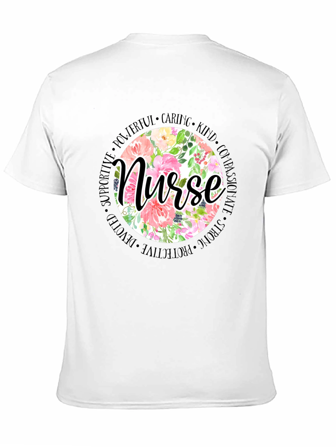 Floral Nurse T-Shirt - Caring Kind Compassionate Tee