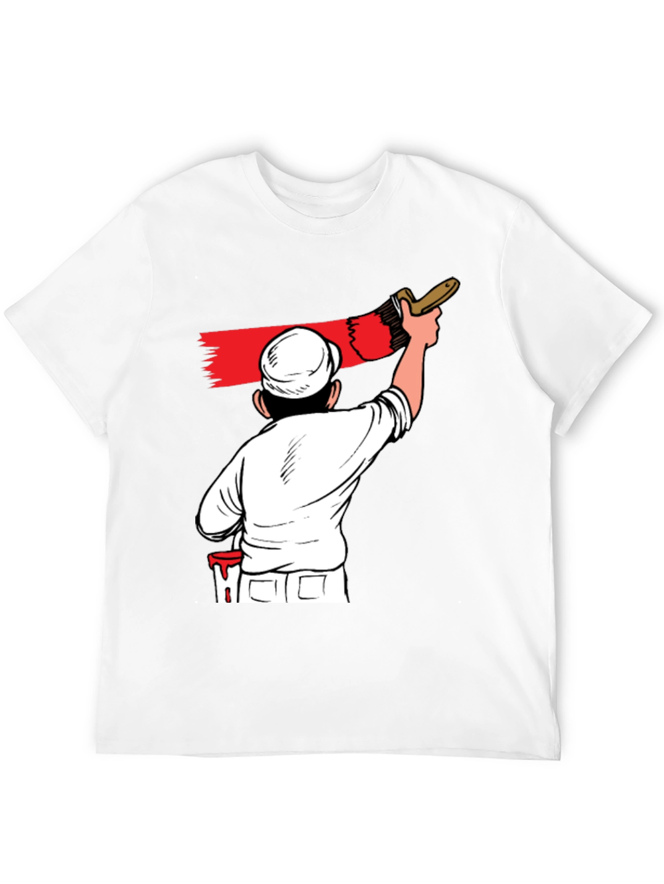 Painter Cartoon Graphic T-Shirt - Black Crew Neck