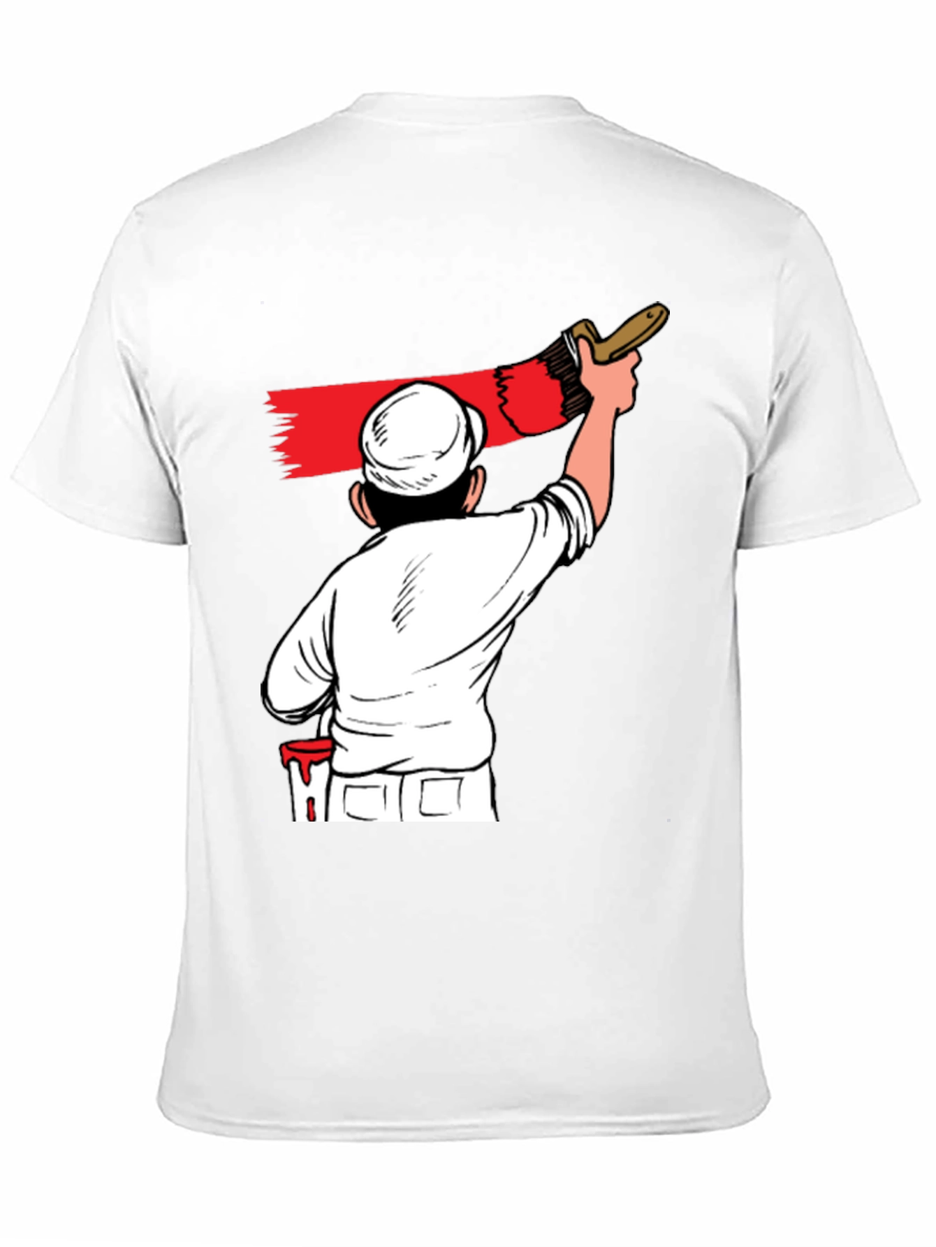 Painter Cartoon Graphic T-Shirt - Black Crew Neck