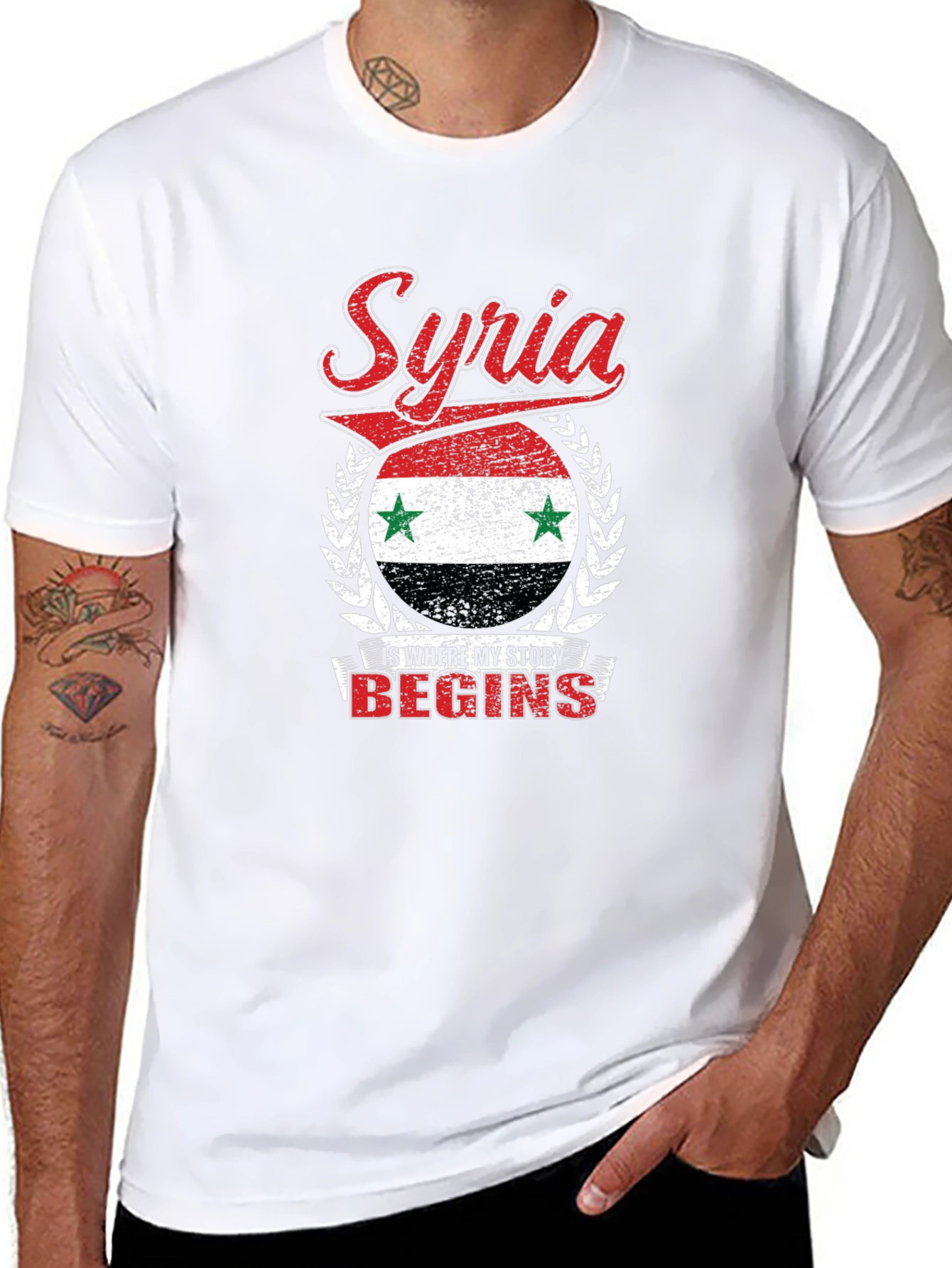 Syria Flag Graphic T-Shirt Patriotic Pride Tee