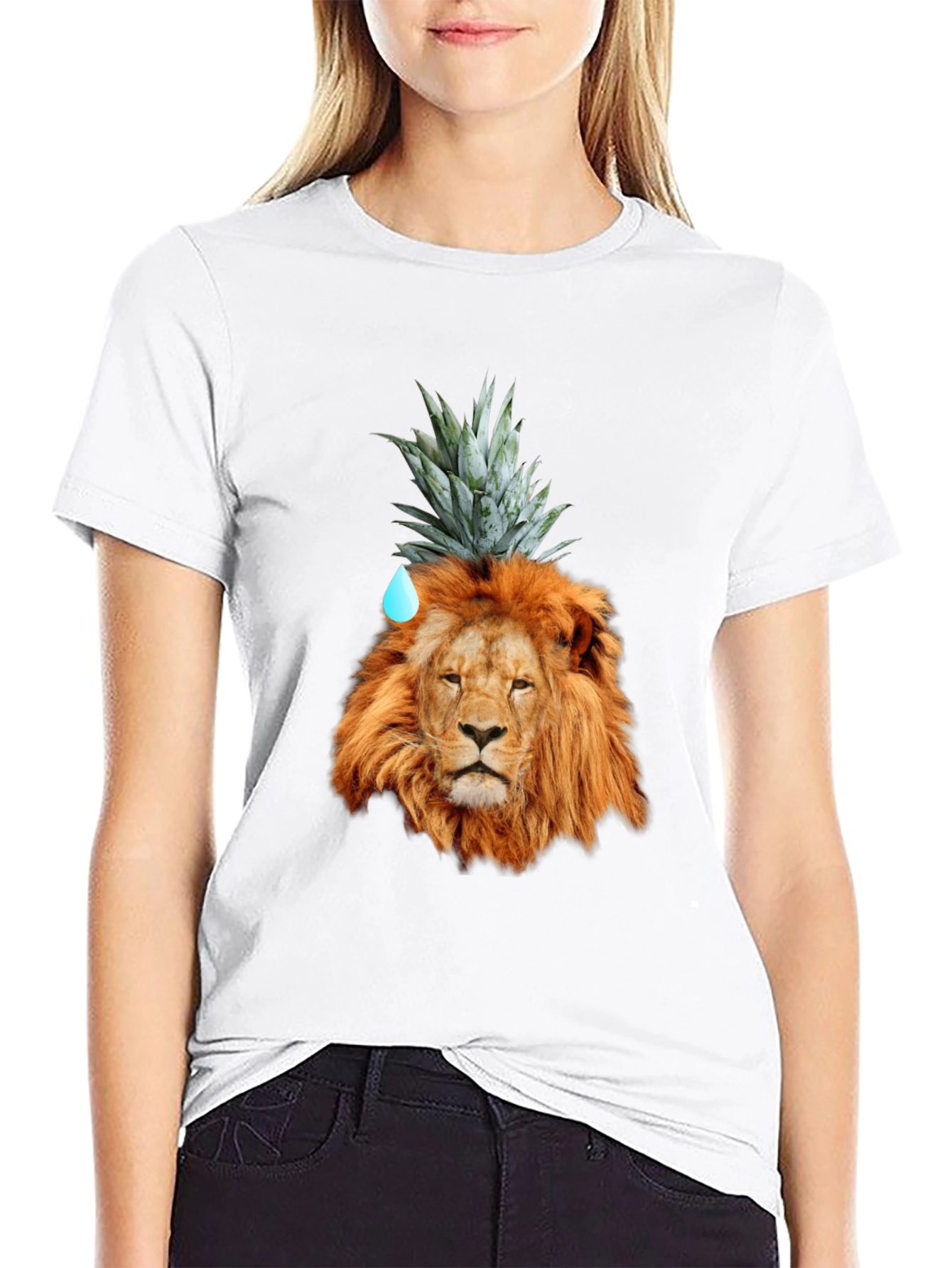 Lion Head with Pineapple Crown Novelty T-Shirt