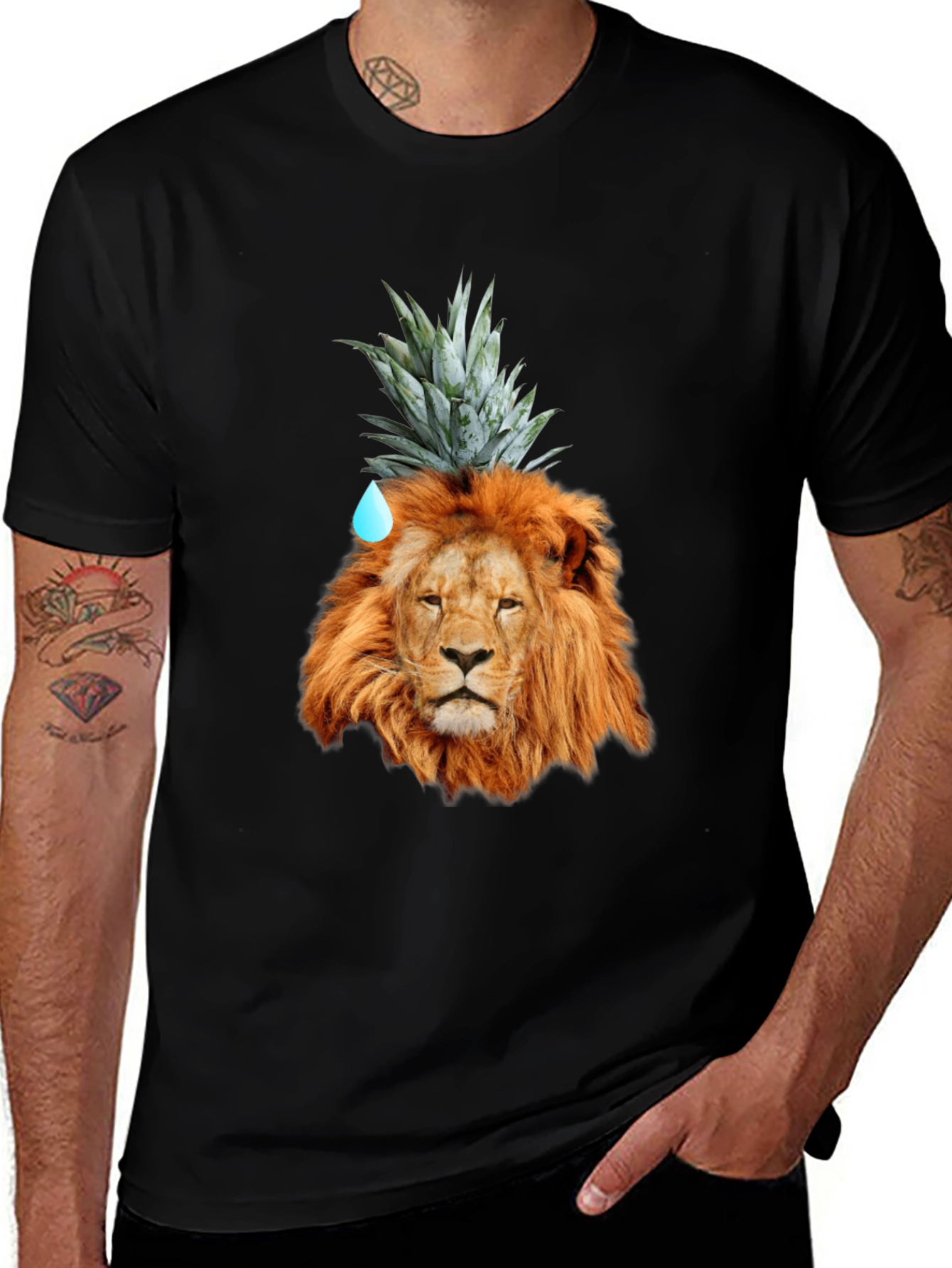 Lion Head with Pineapple Crown Novelty T-Shirt