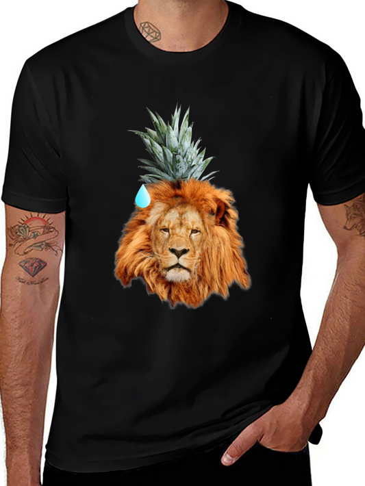 Lion Head with Pineapple Crown Novelty T-Shirt