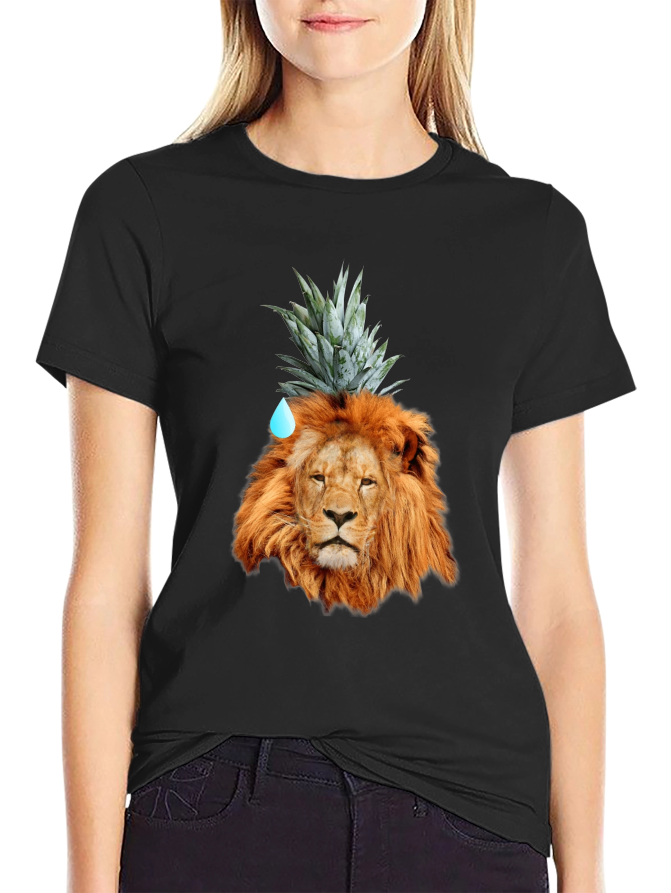 Lion Head with Pineapple Crown Novelty T-Shirt