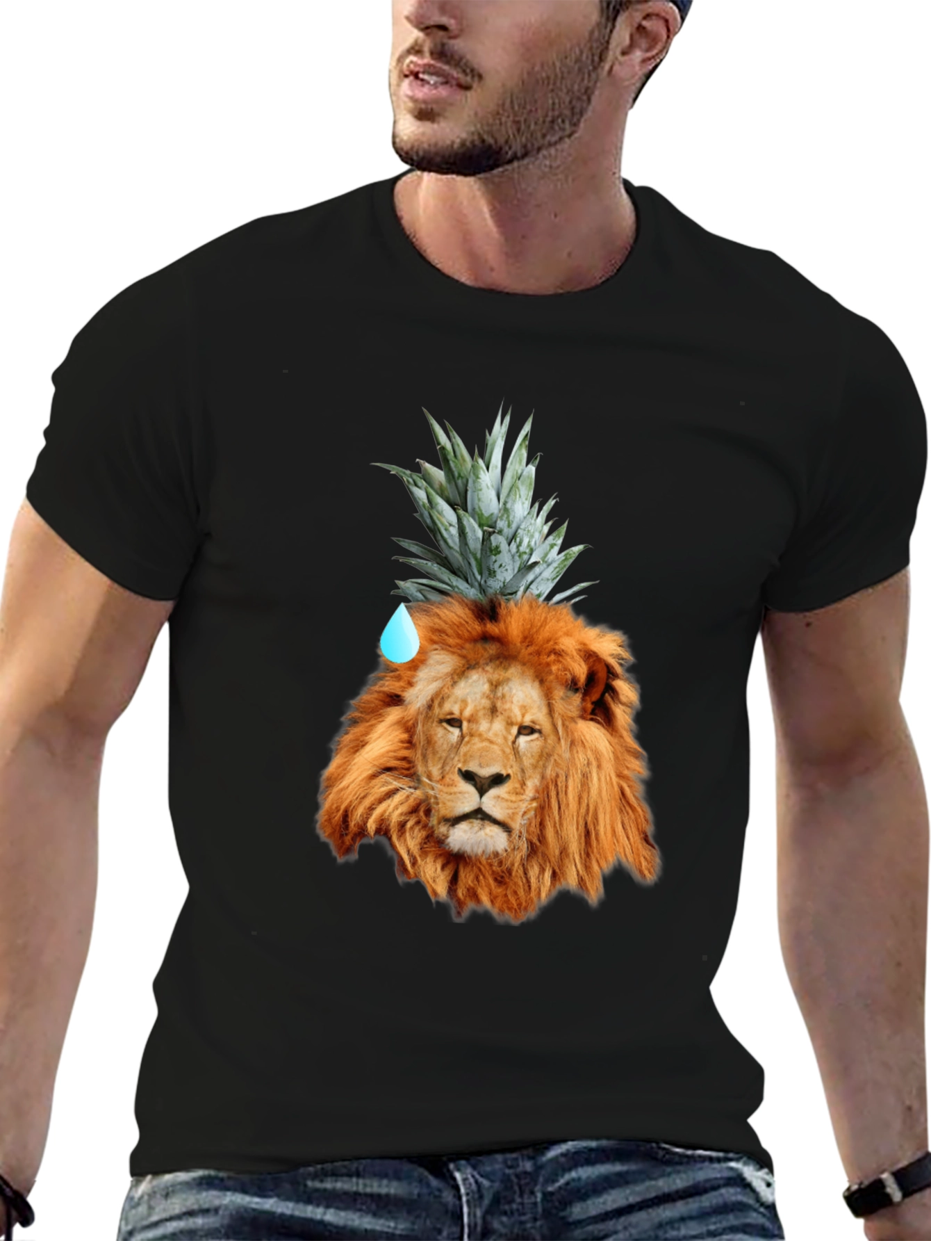 Lion Head with Pineapple Crown Novelty T-Shirt