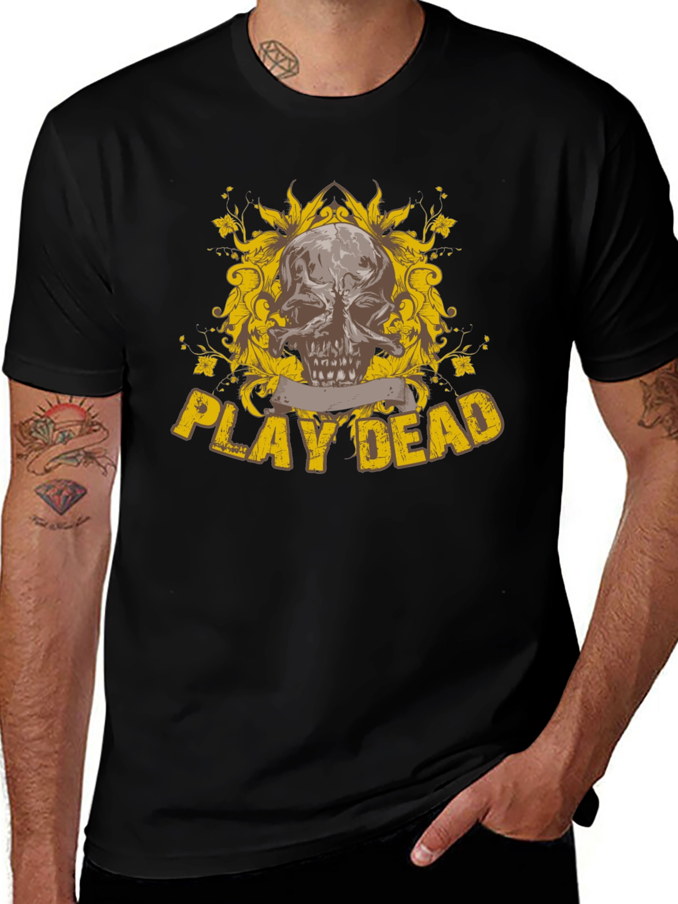 Play Dead Skull Graphic Black T-Shirt