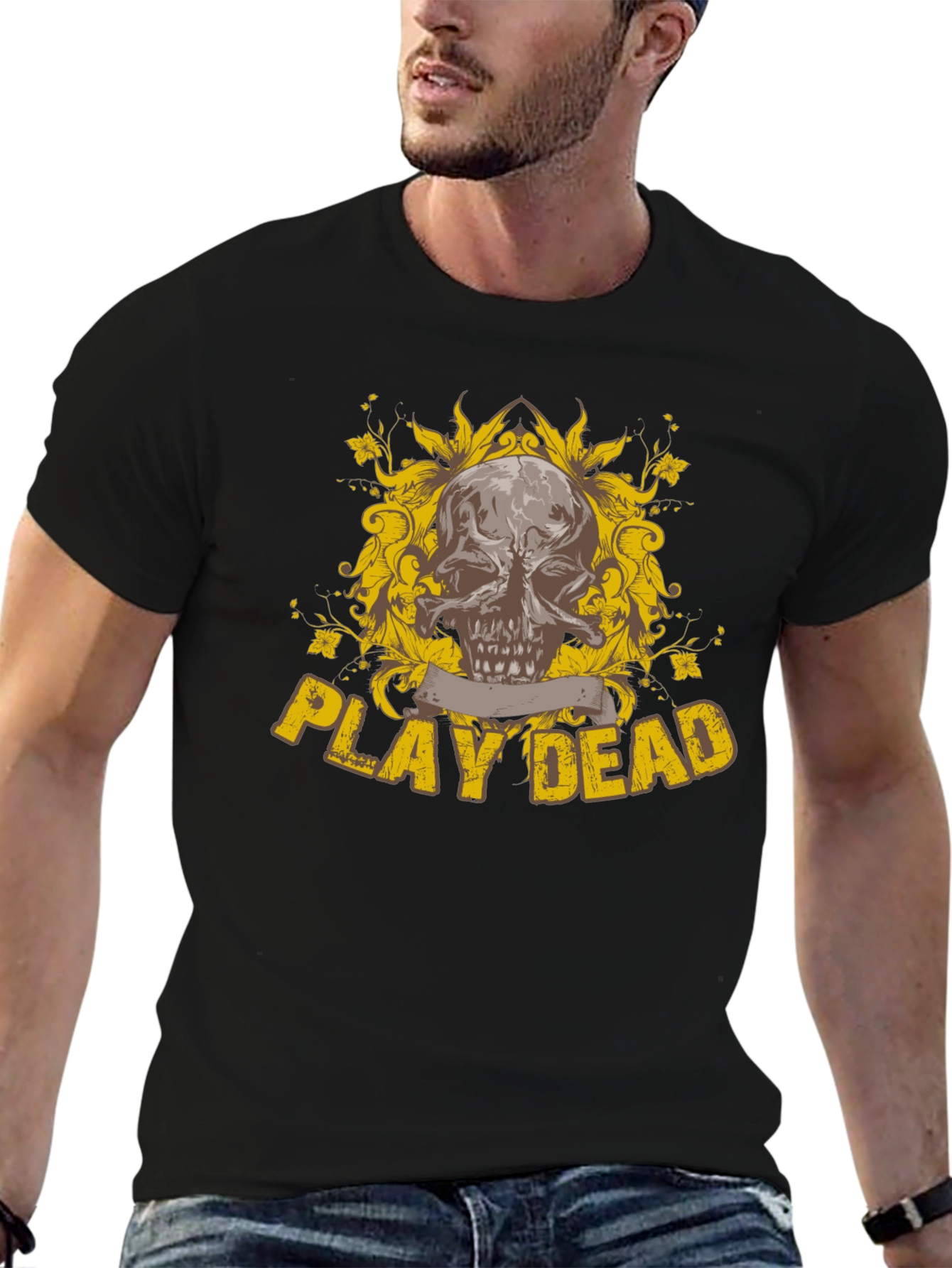 Play Dead Skull Graphic Black T-Shirt