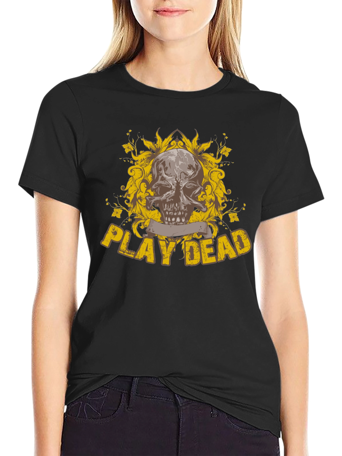 Play Dead Skull Graphic Black T-Shirt