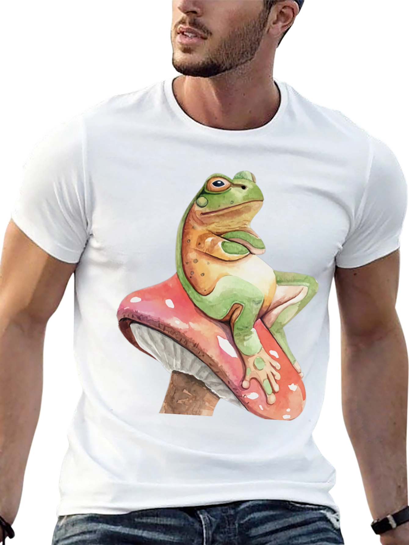 Frog on Mushroom T-Shirt - Relaxed Funny Graphic Tee