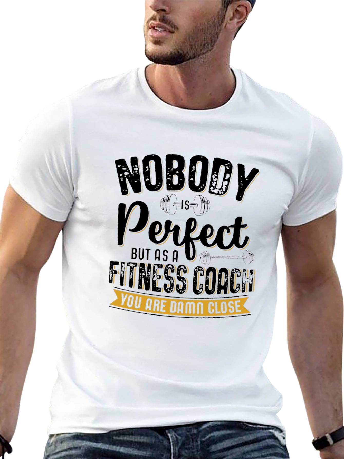 Fitness Coach T-Shirt - Nobody is Perfect Design