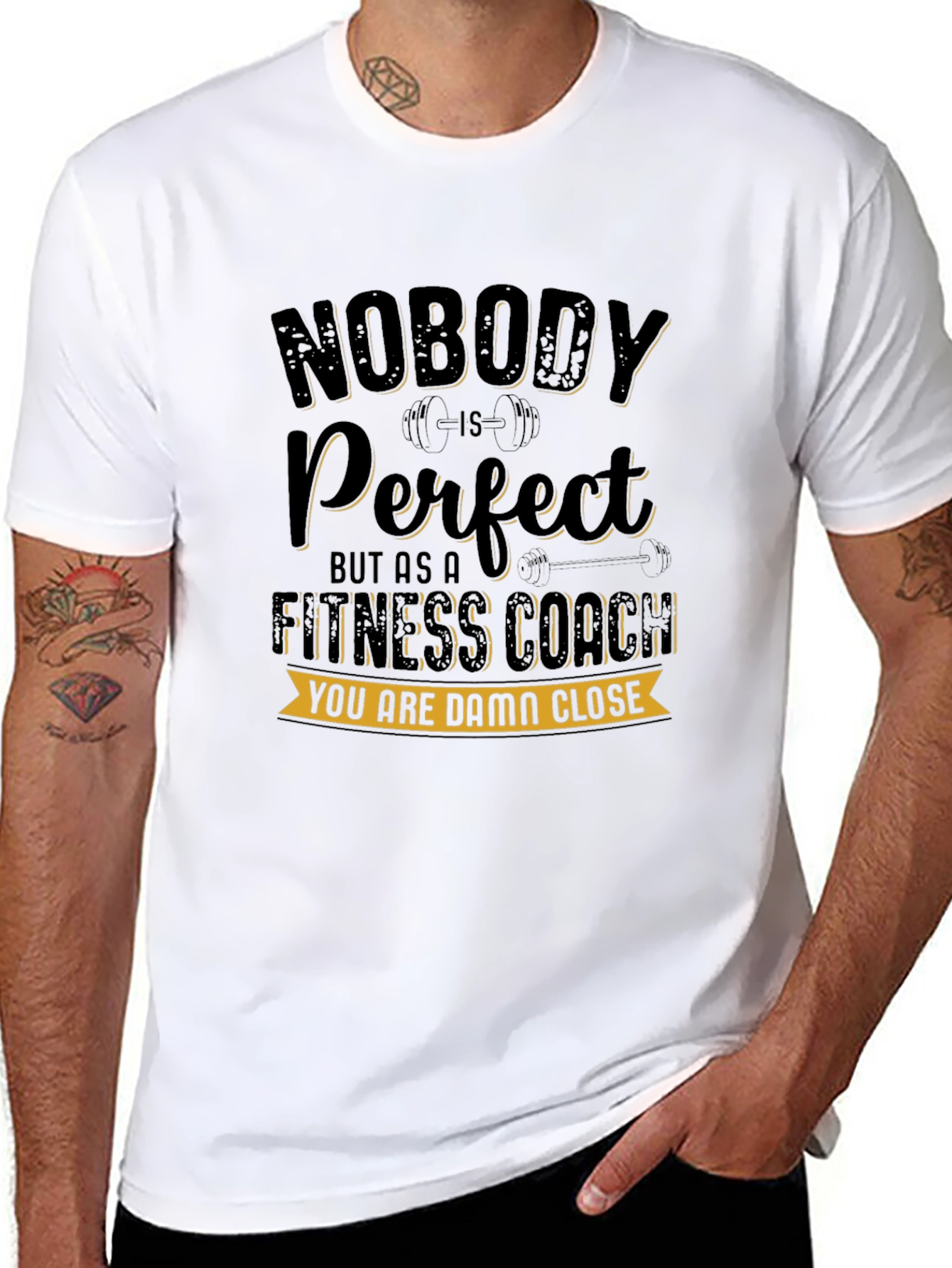 Fitness Coach T-Shirt - Nobody is Perfect Design