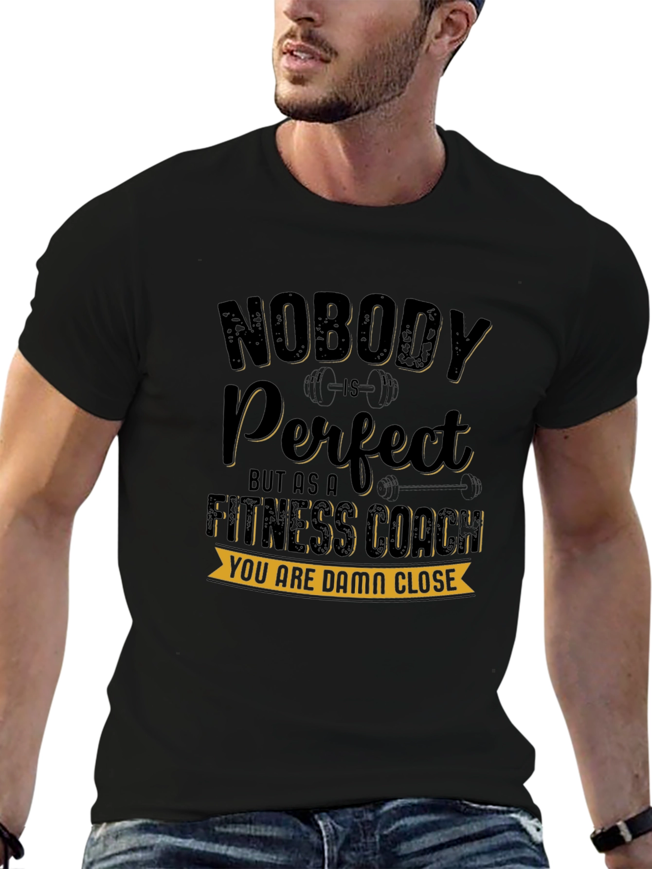 Fitness Coach T-Shirt - Nobody is Perfect Design