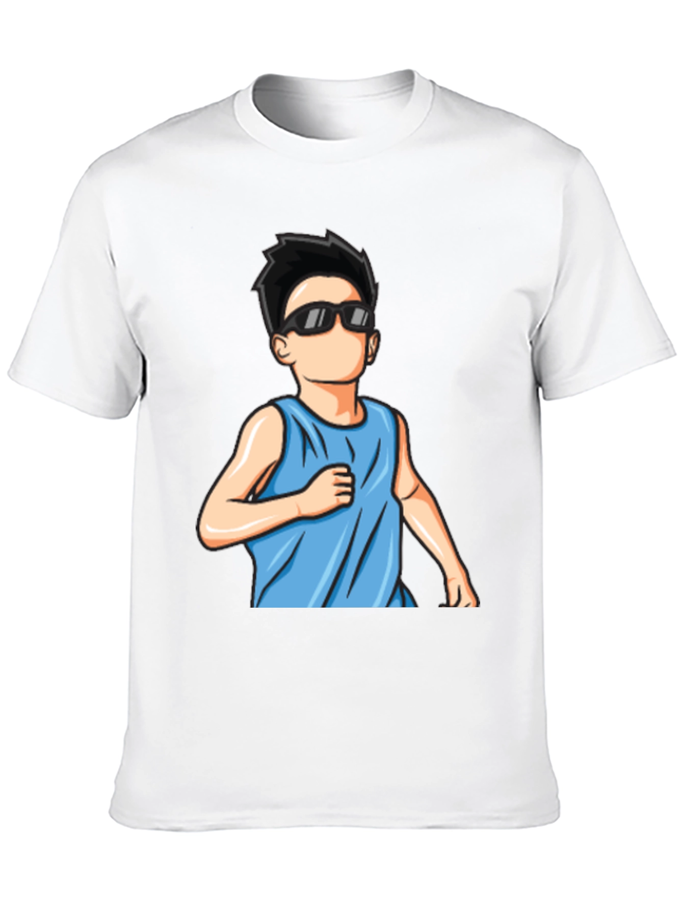 Cool Cartoon Boy Graphic Black T-Shirt