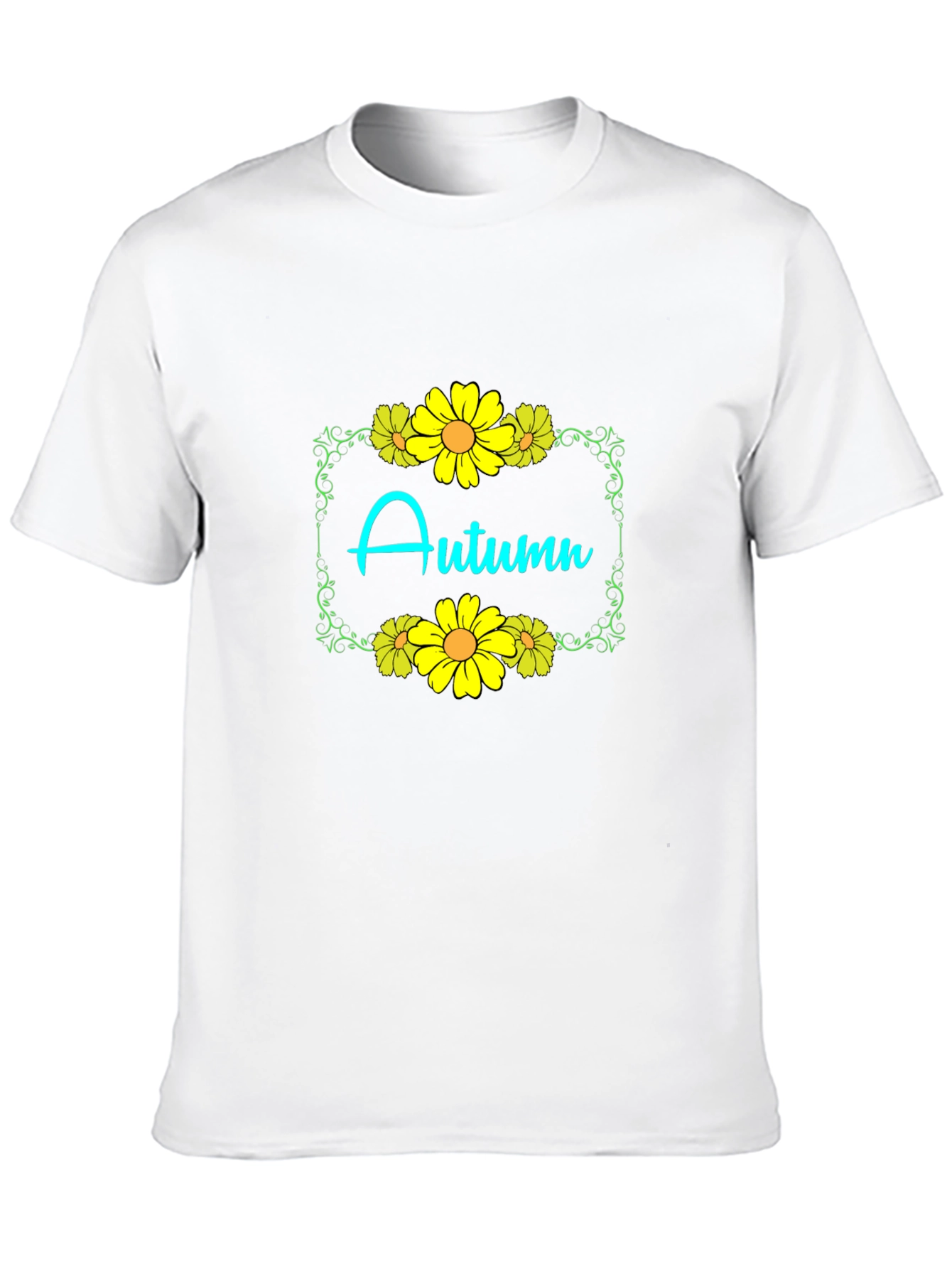 Autumn Floral Graphic Black T-Shirt