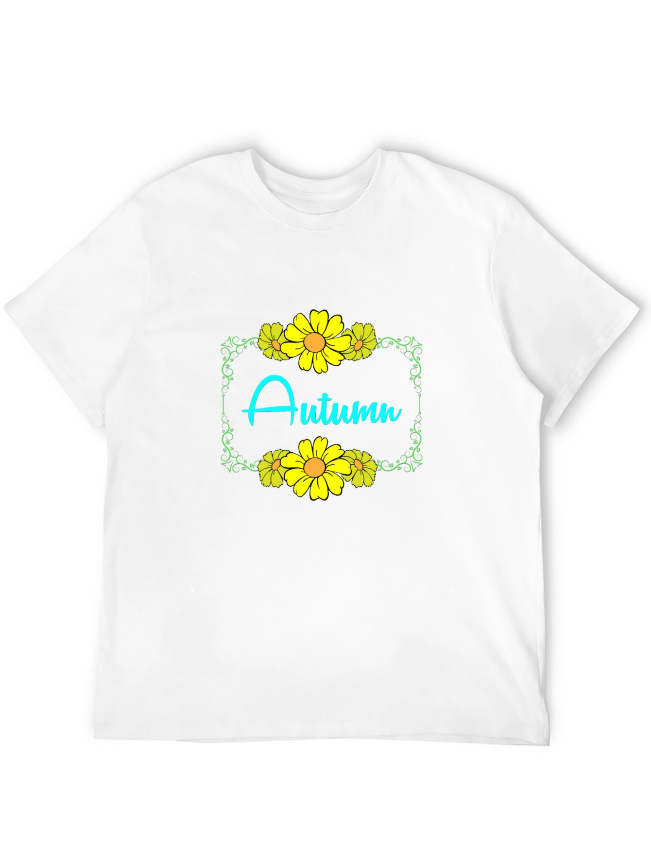 Autumn Floral Graphic Black T-Shirt