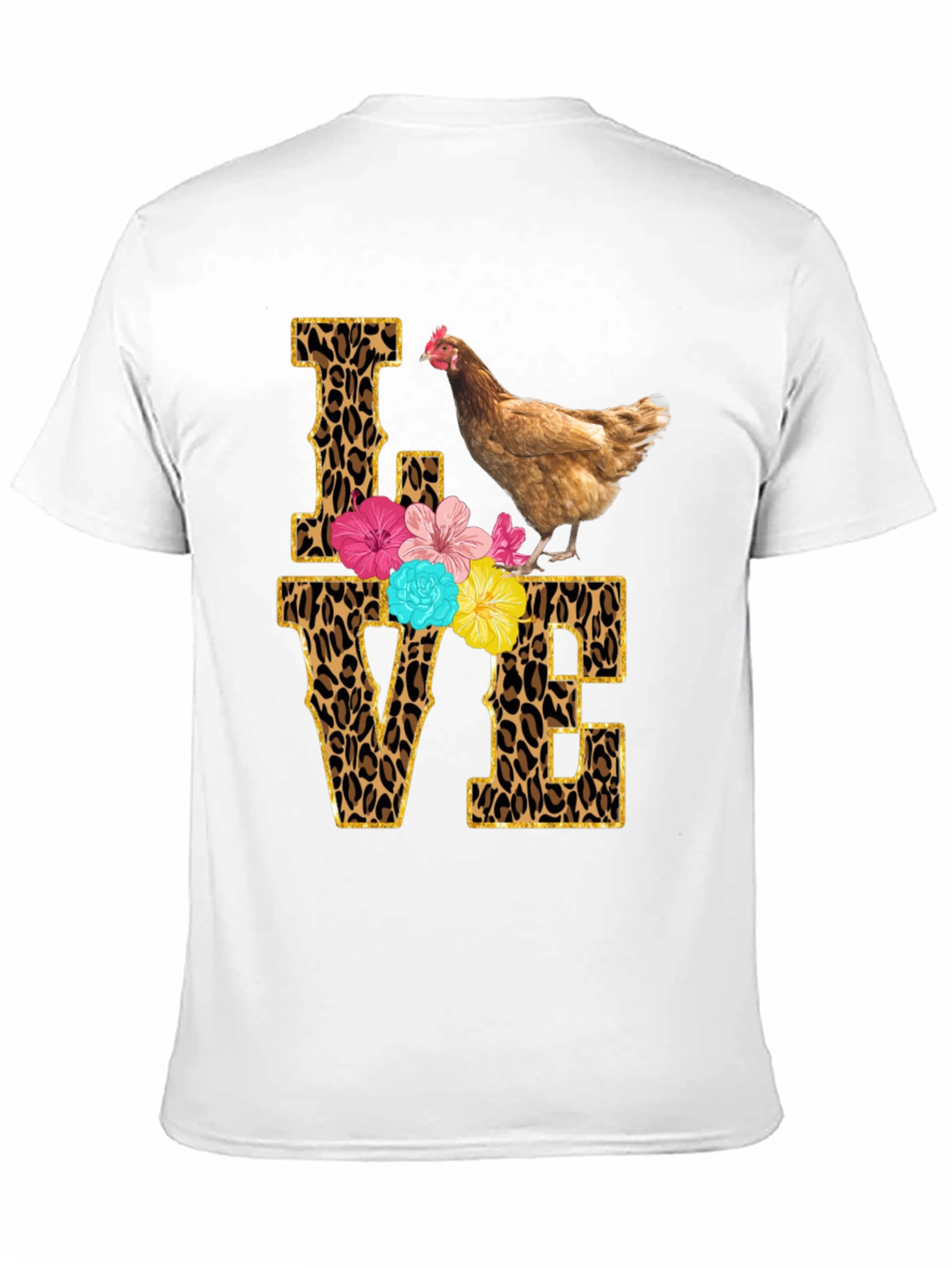 Chicken Love T-Shirt - Leopard Print