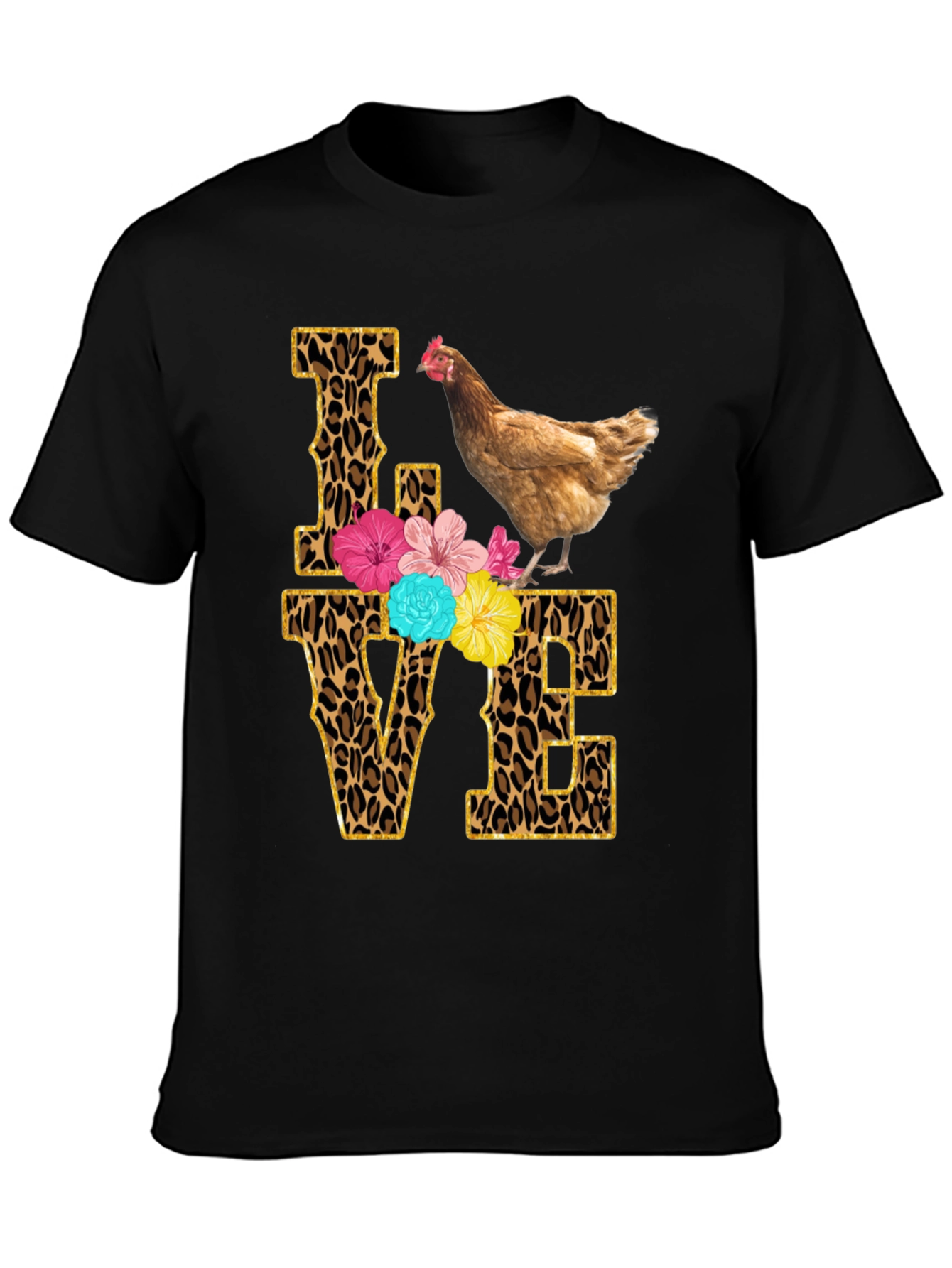 Chicken Love T-Shirt - Leopard Print