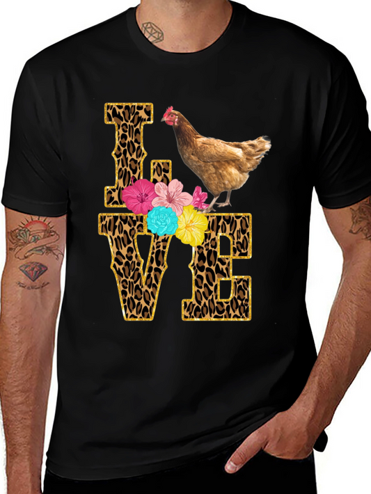 Chicken Love T-Shirt - Leopard Print