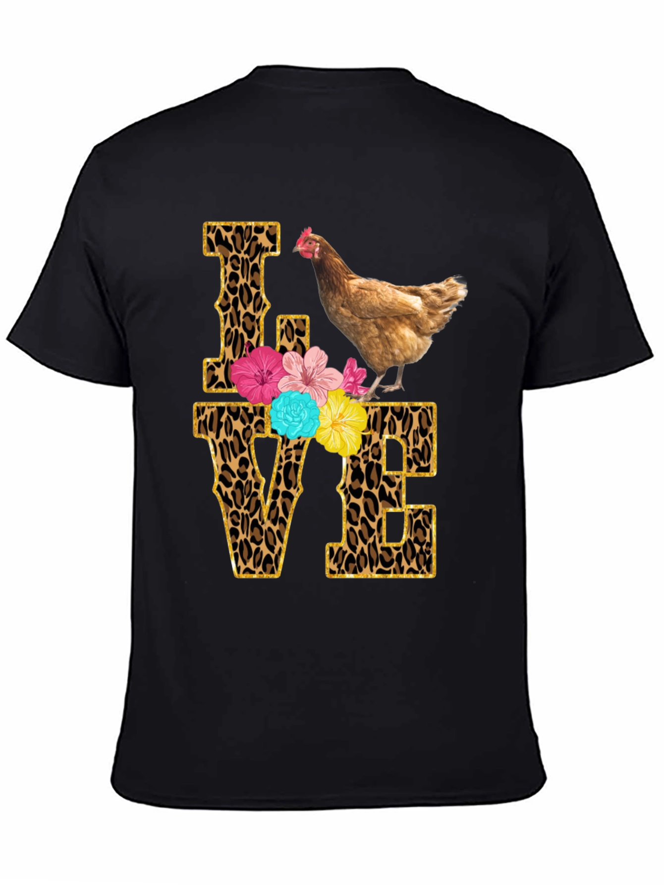Chicken Love T-Shirt - Leopard Print