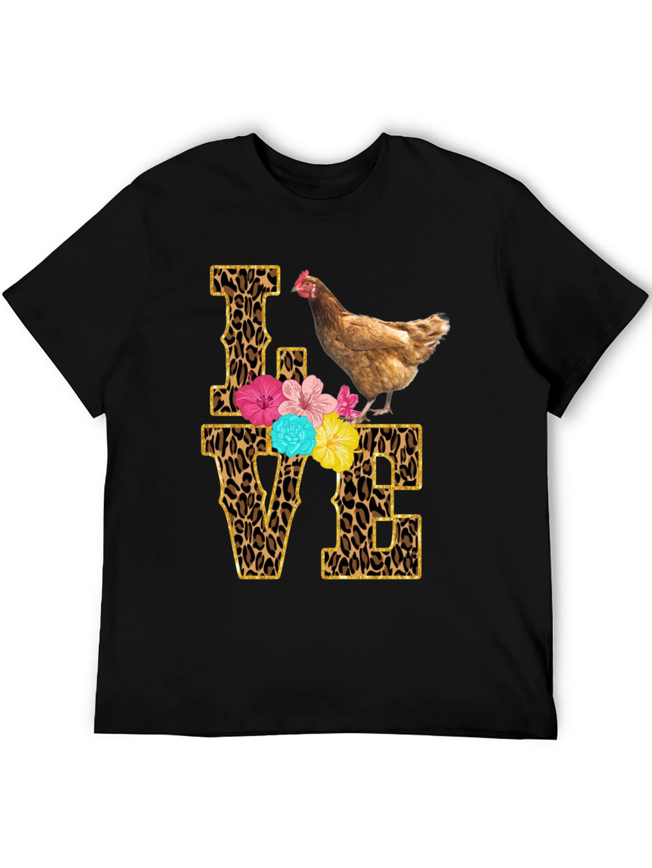 Chicken Love T-Shirt - Leopard Print