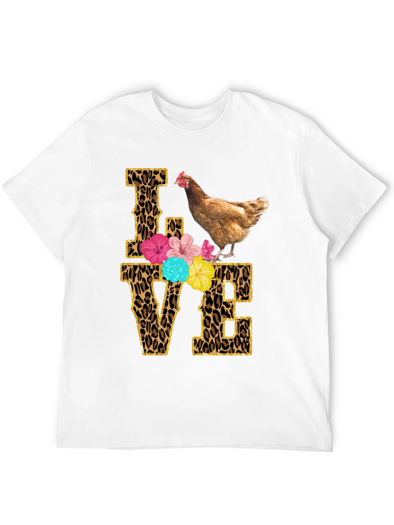 Chicken Love T-Shirt - Leopard Print