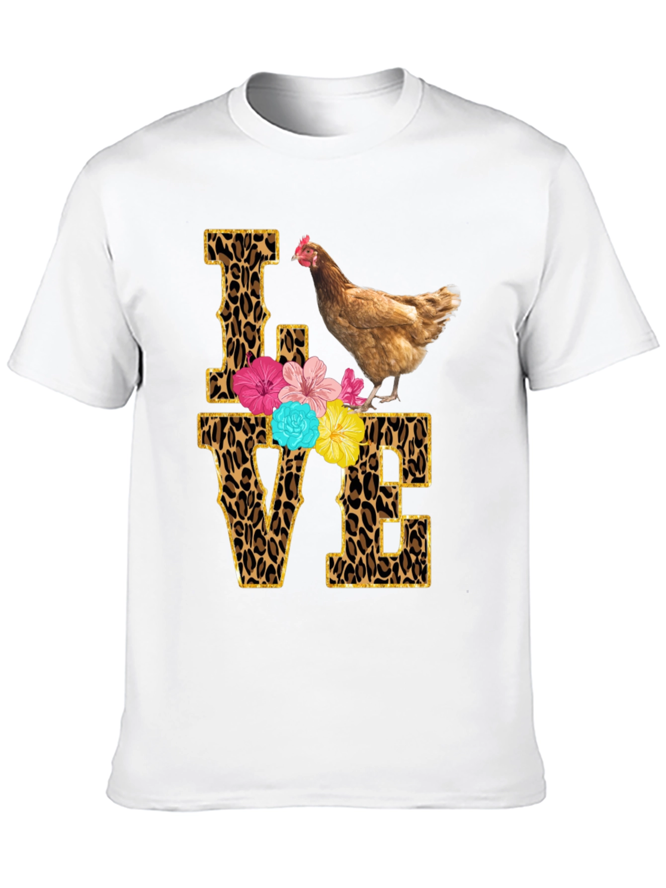Chicken Love T-Shirt - Leopard Print