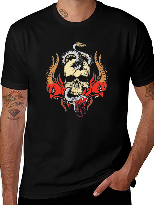 Skull & Snake Graphic Tee - Edgy Style