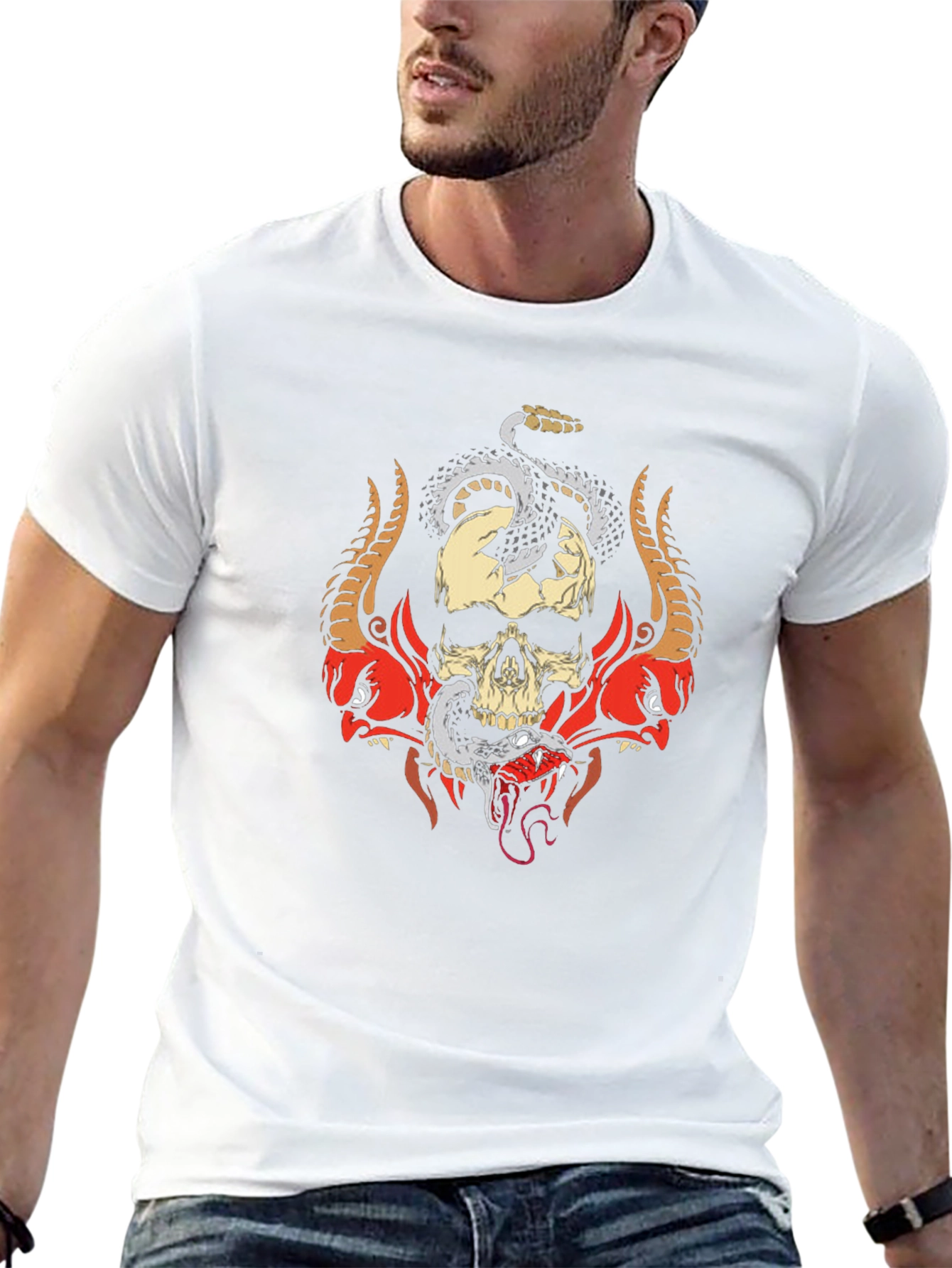 Skull & Snake Graphic Tee - Edgy Style