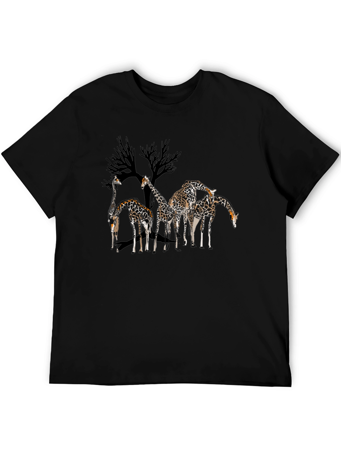 Giraffe Family Graphic Tee - Mens Black T-Shirt