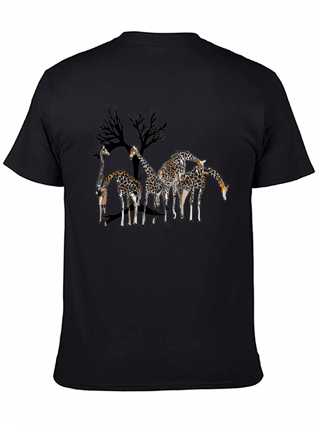Giraffe Family Graphic Tee - Mens Black T-Shirt
