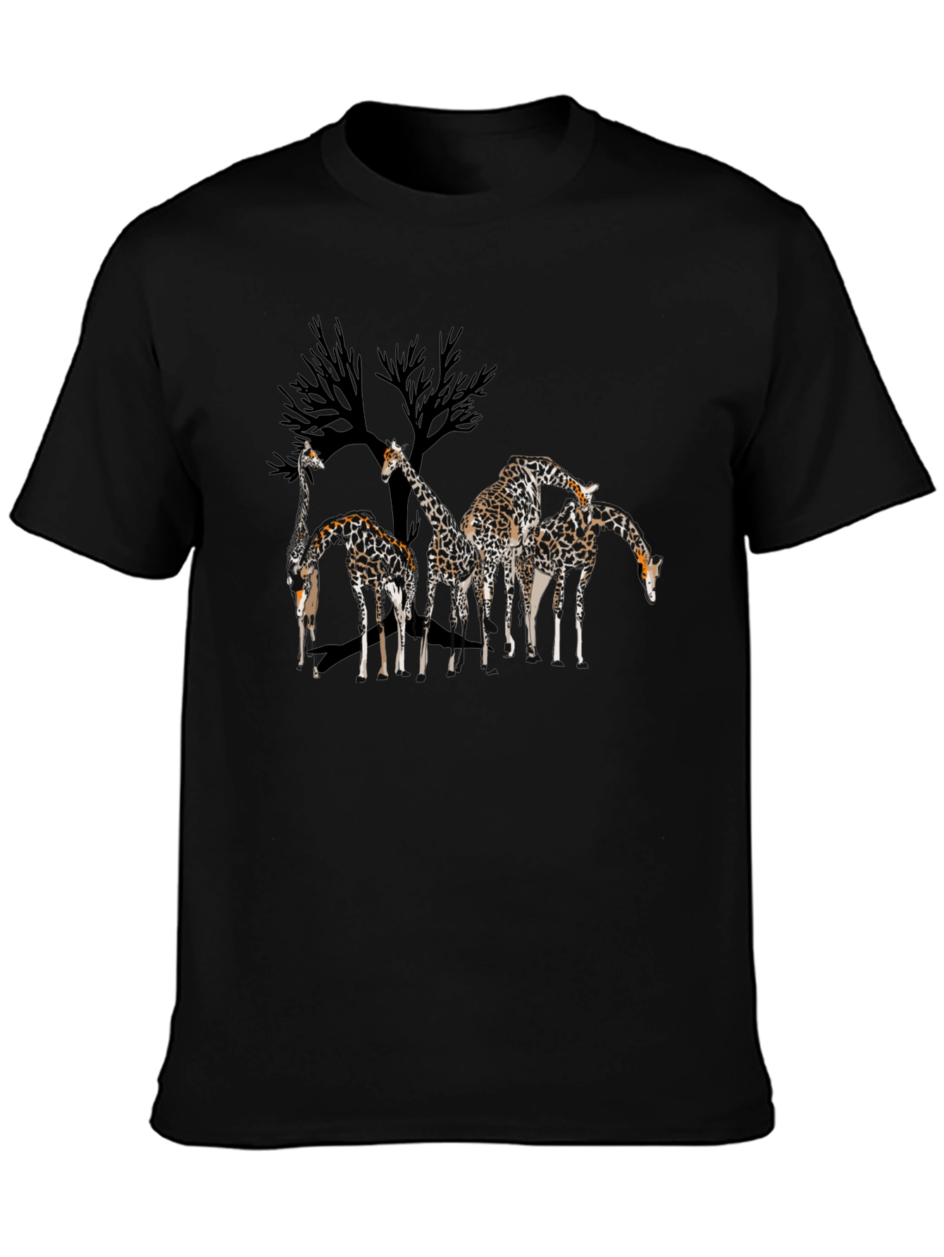 Giraffe Family Graphic Tee - Mens Black T-Shirt