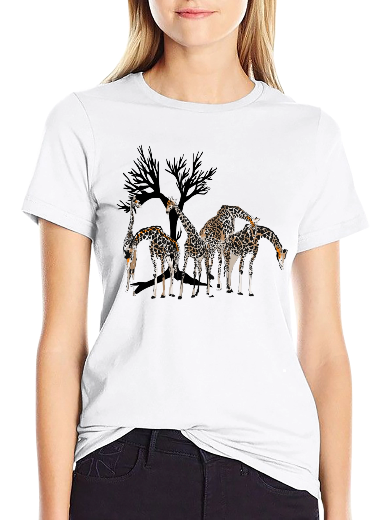 Giraffe Family Graphic Tee - Mens Black T-Shirt