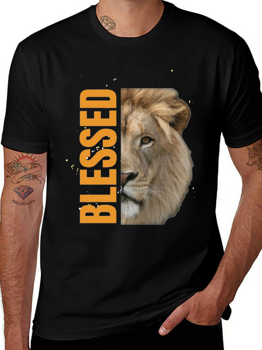Blessed Lion Graphic Tee - Stylish & Inspiring Mens T-Shirt